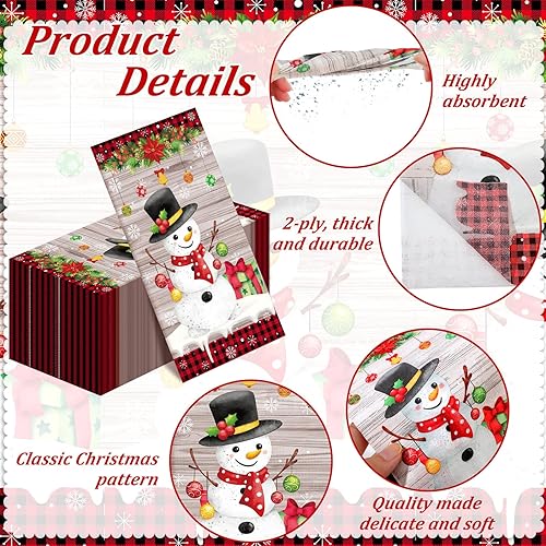 Miniatura 4 de 200 servilletas de papel desechables de 2 capas para invitados, baño, servilletas de papel decorativas de Navidad para invierno, fiestas de Navidad,