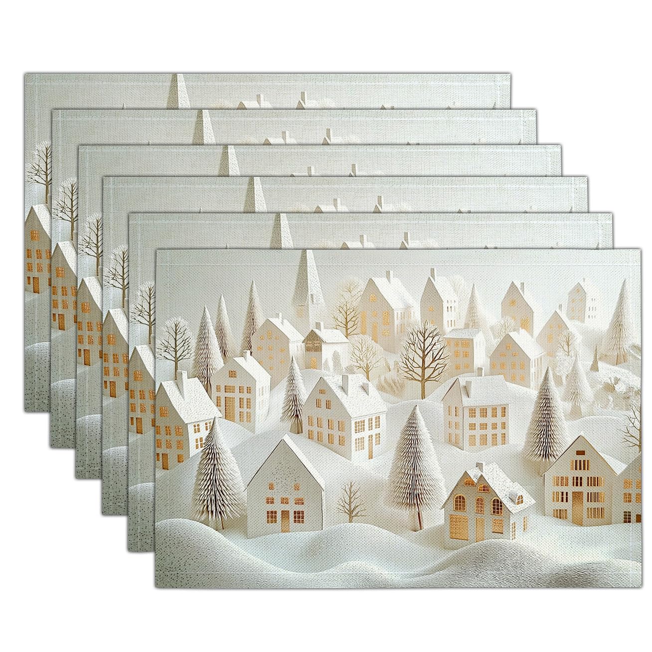 Sets de table d'art en papier anti-tache décoration blanche de Noël