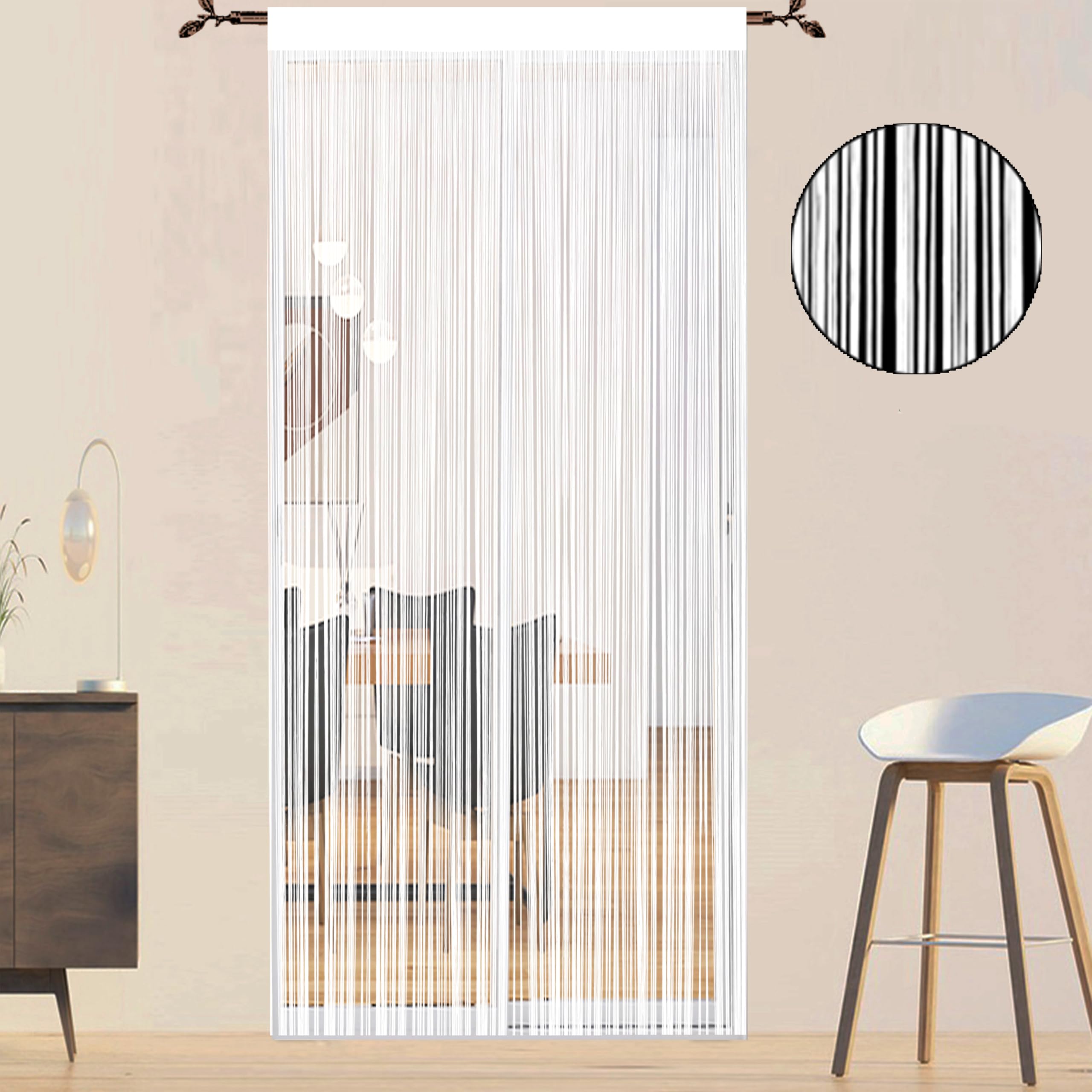 Rideau Anti Mouches Porte Extérieur 90 x 245 cm Blanc Moustiquaire Fenêtre