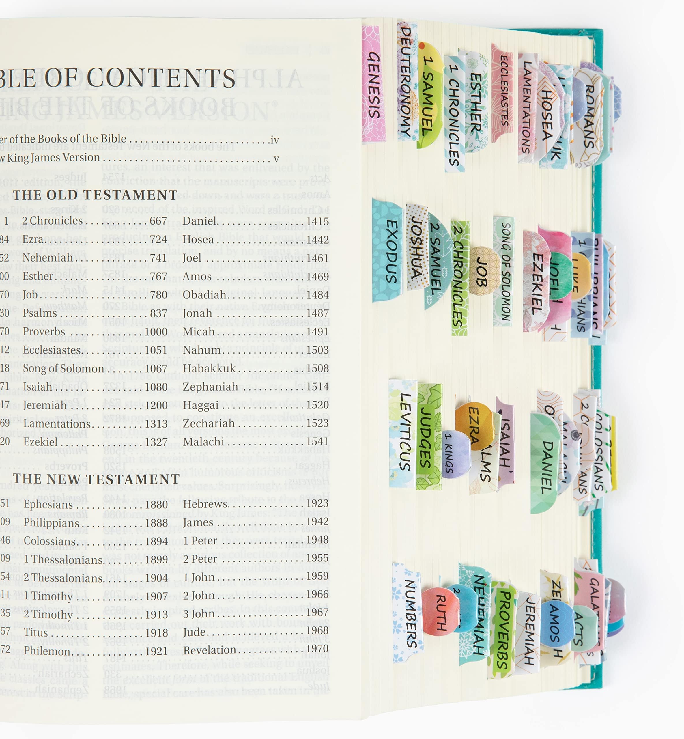 Bible Tabs, 72 Tabs (66 Books, 6 Blanks), High Gloss Paper, Bible Journaling Supplies, Bible Tabs Old and New Testament, Bible Tabs for Women, Bible Tabs for Journaling Bible, Bible Book Tabs