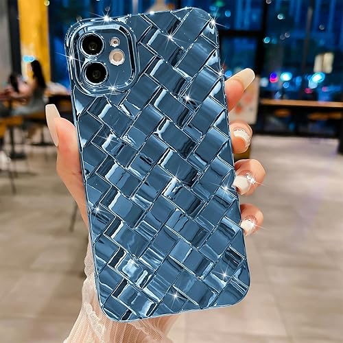 MGQILING Funda compatible con iPhone 12 Pro de 6.1 pulgadas, funda de teléfono con patrón de moda tejida en 3D, funda estampada a cuadros para