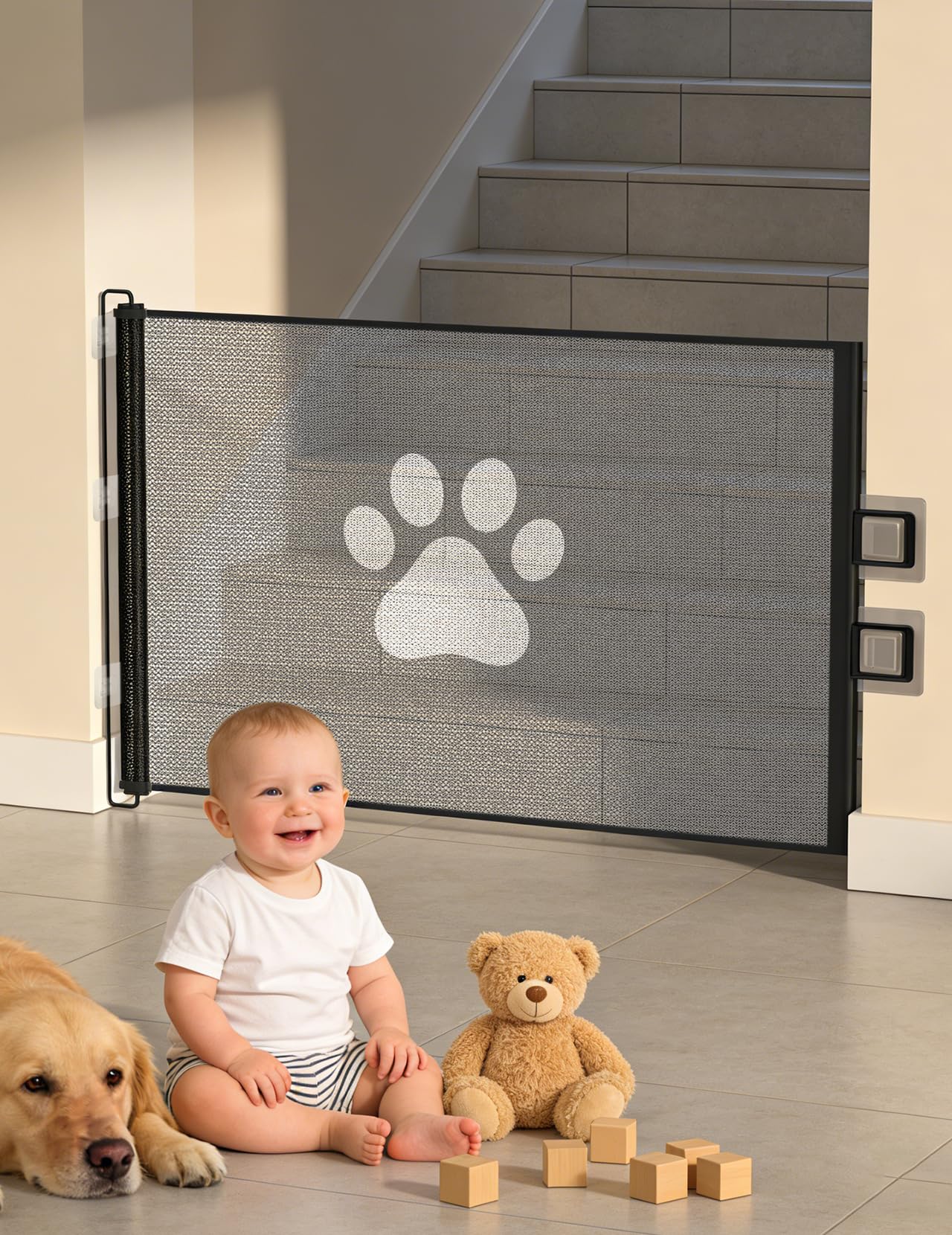 Barrière sécurité escalier bébé extensible évite les chutes de 0 à 130 cm avec fixations
