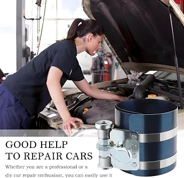 Car Engine Piston Ring Compressor Tool for 60-150mm,Piston Ring Compressor Kit with Piston Ring Pliers Install&Remove Piston Ring,Ring Compressor with Adjustable Screw