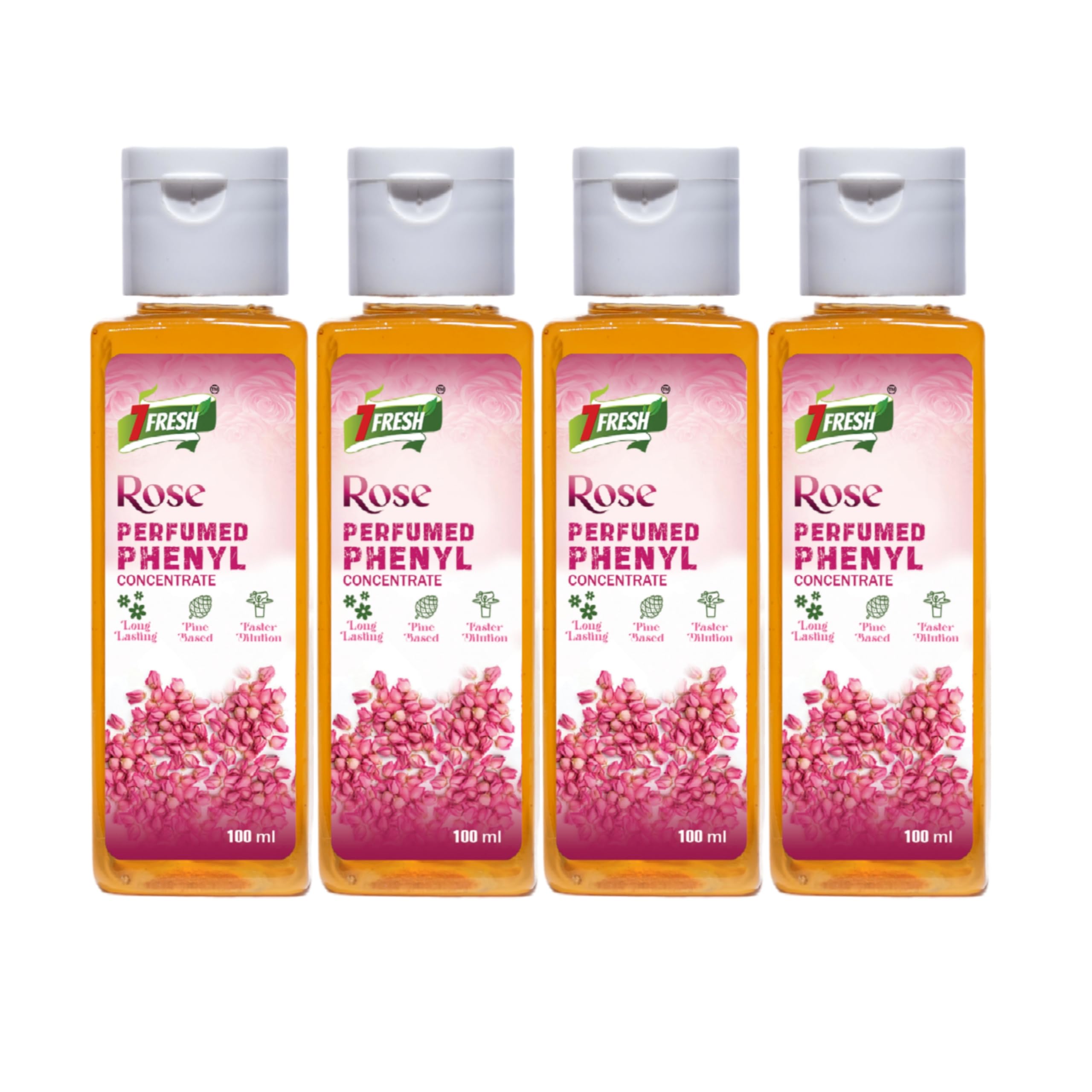 7Fresh ROSE Perfumed Phenyl Concentrate Liquid 400 ml (4 Pack of 100 ml)(MAKES 10 TO 16 LITRE OF THICK WHITE PHENYL) Pine Based/Long Lasting/Faster Dilution /7 Fresh Phenyl Essence (B0CLRG4G9W) Amazon Price History, Amazon Price Tracker