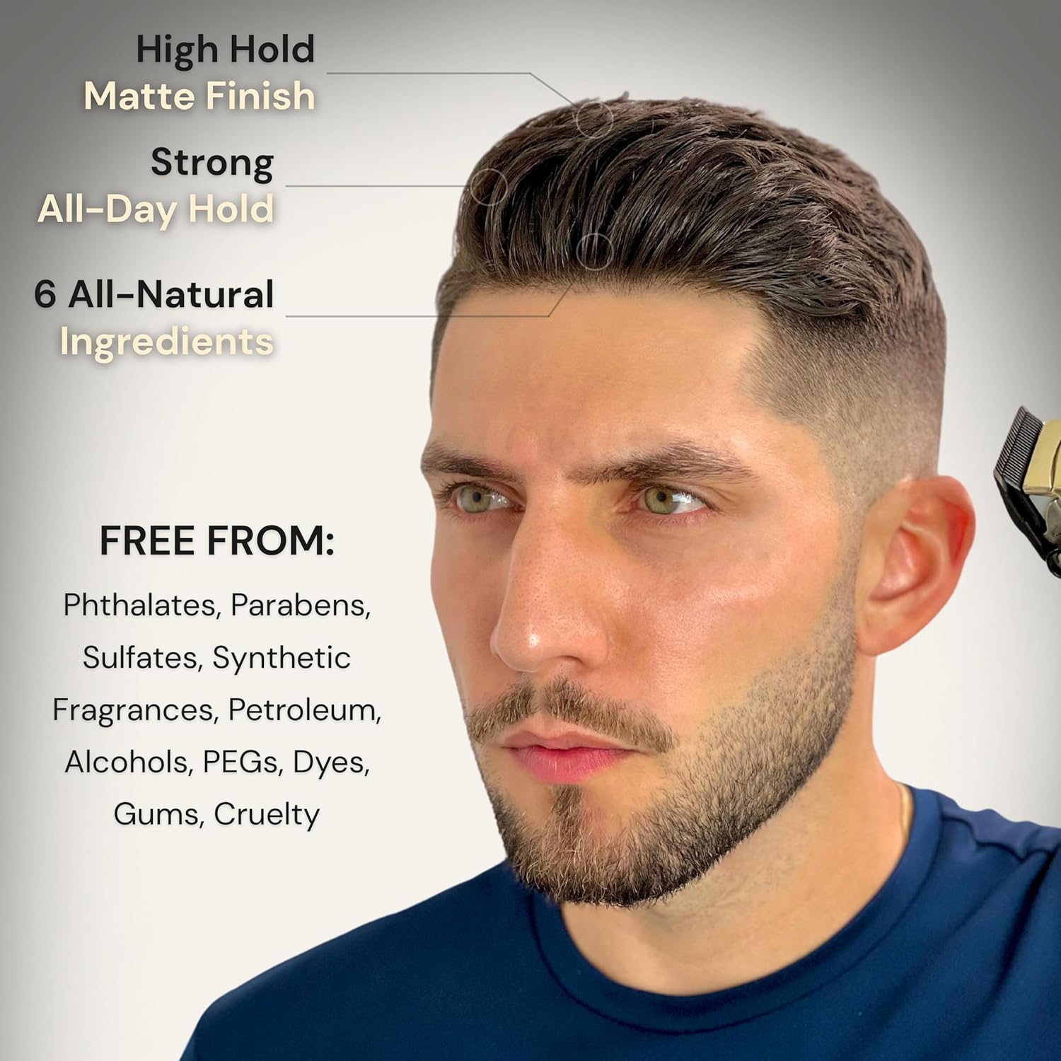 Organiclay High Hold, Matte Finish, 100% All-Natural 6-Ingredient Hair & Scalp Healthy Styling Clay for Men and Women.