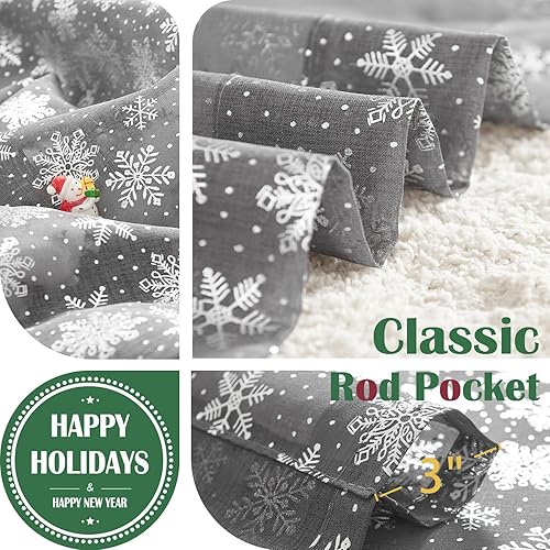 Miniatura 5 de jinchan Cortinas de Navidad transparentes de copo de nieve plateadas de 84 pulgadas de largo para dormitorio, cortinas de nieve con bolsillo para