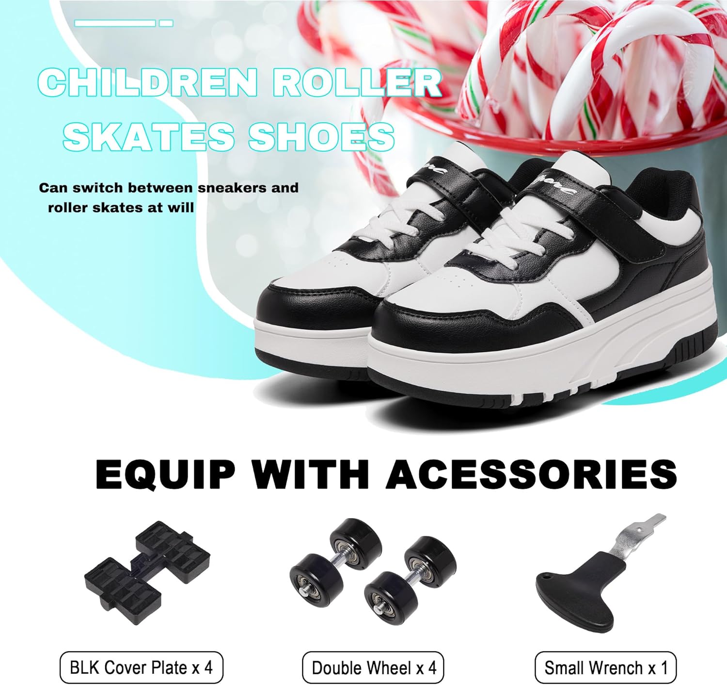 Kids Shoes with Wheels Boys Girls Roller Skate Shoes Wheeled Athletic Sneakers Suitable for Beginners