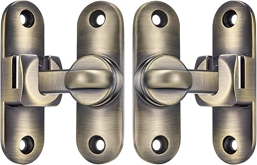 Miniatura 7 de Paquete de 2 cierres de bronce para puerta de granero, cerradura de puerta de 90180 grados, herrajes para puerta abatible, cerradura de puerta de