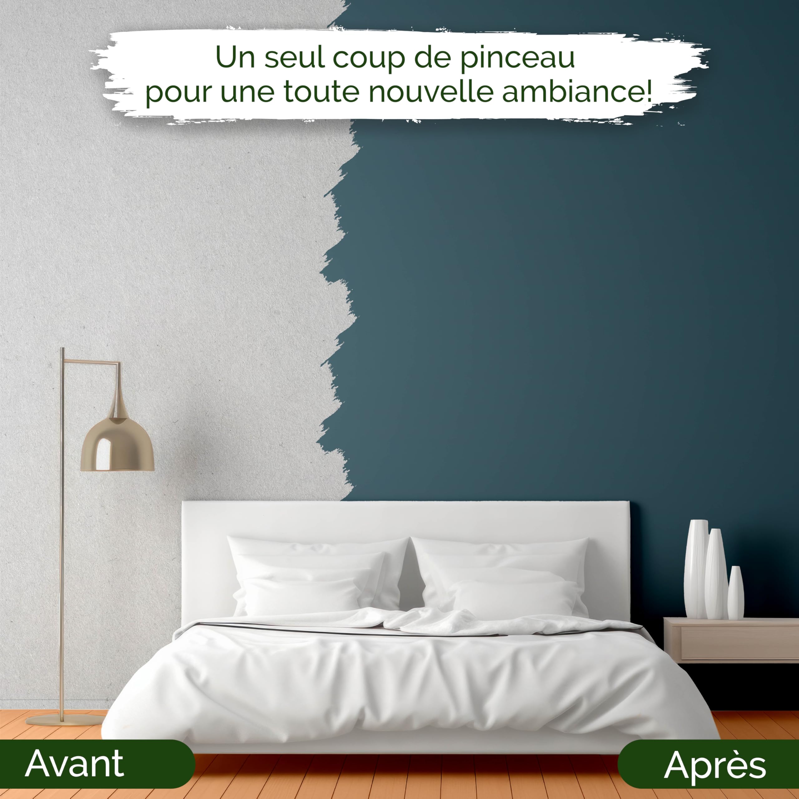 Peinture murale grise pour intérieur – 5 litres & classe de pouvoir couvrant 1, sans traces, peu de gouttes & peinture écologique, sans COV – (Blue Mussel)