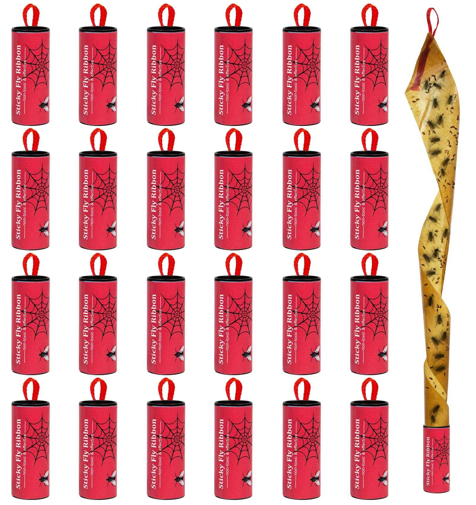 40 Packs Fly Trap Indoor, Hanging Fly Traps Outdoor for Gnat Fungus Mosquito, Sticky Fly Ribbon, Fly Tape Catcher Paper with Pin for Home