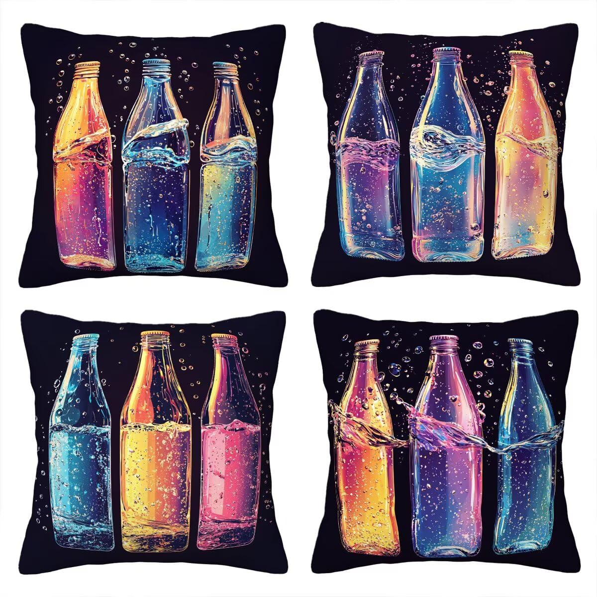 Federe Cuscini Divano 65x65 cm, Colorato Cuscini per Divano, Velluto Federe Cuscino Letto Impermeabili Set da 4, Copricuscini Estate Motivo con Cerniera Invisibile Design per Sofá, Regalo Donna A-25