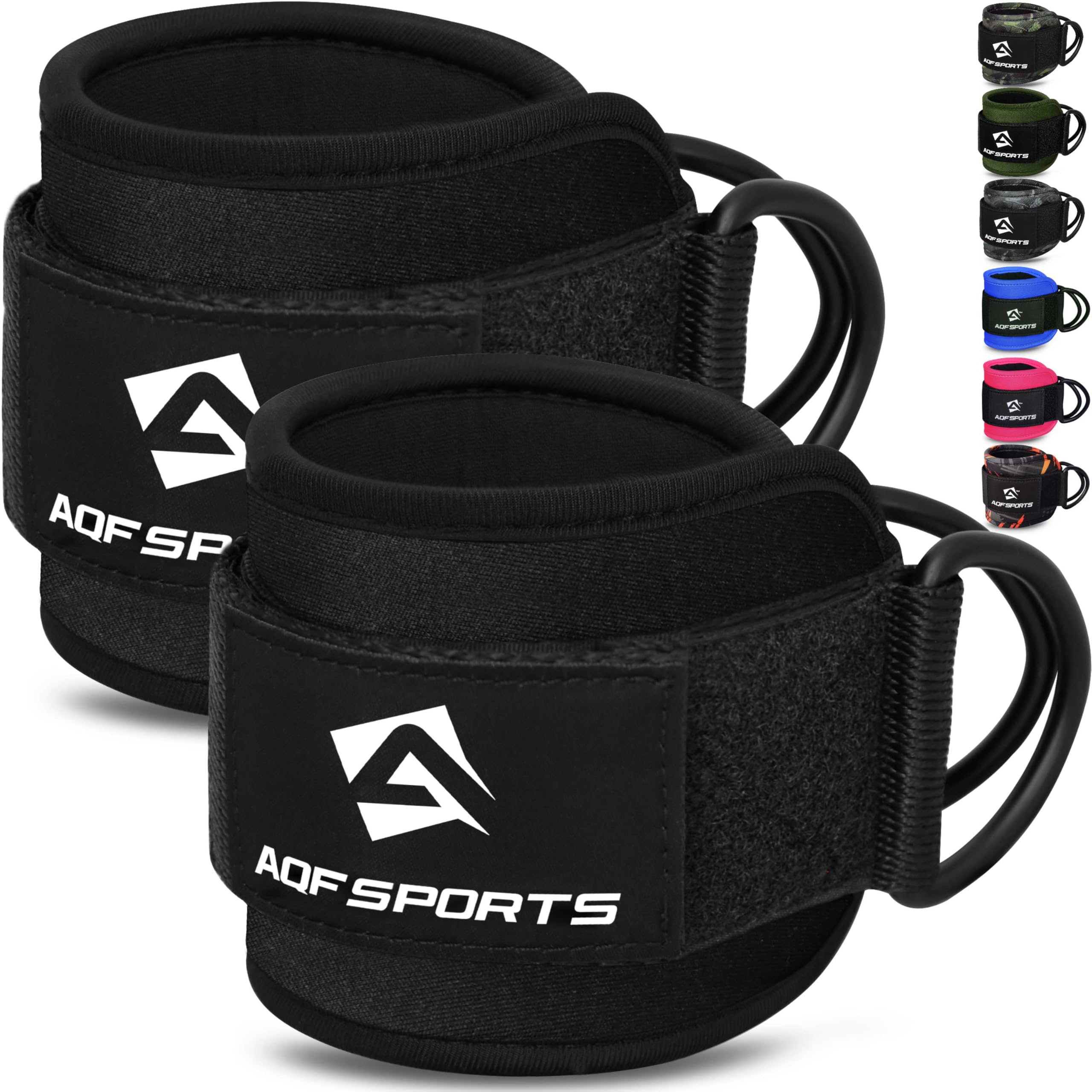AQF Ankle Straps for Cable Machines Attachment - Neoprene Padded Gym Wrist Cuff Legs Extensions Curls, Kickbacks, Weightlifting Hip Abductor, Abs, Glute Workout (Black 2.0, Pair) โ image 1