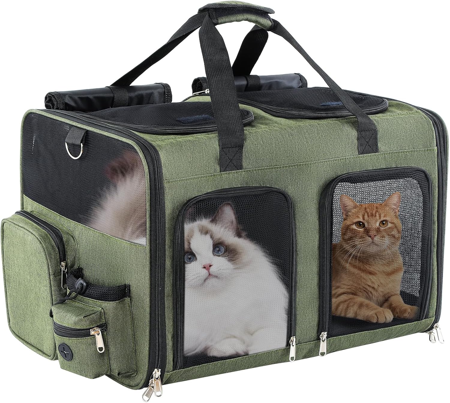 Extra Large Double Cat Carrier – Dual Cabin Travel Carrier for 2 Cats