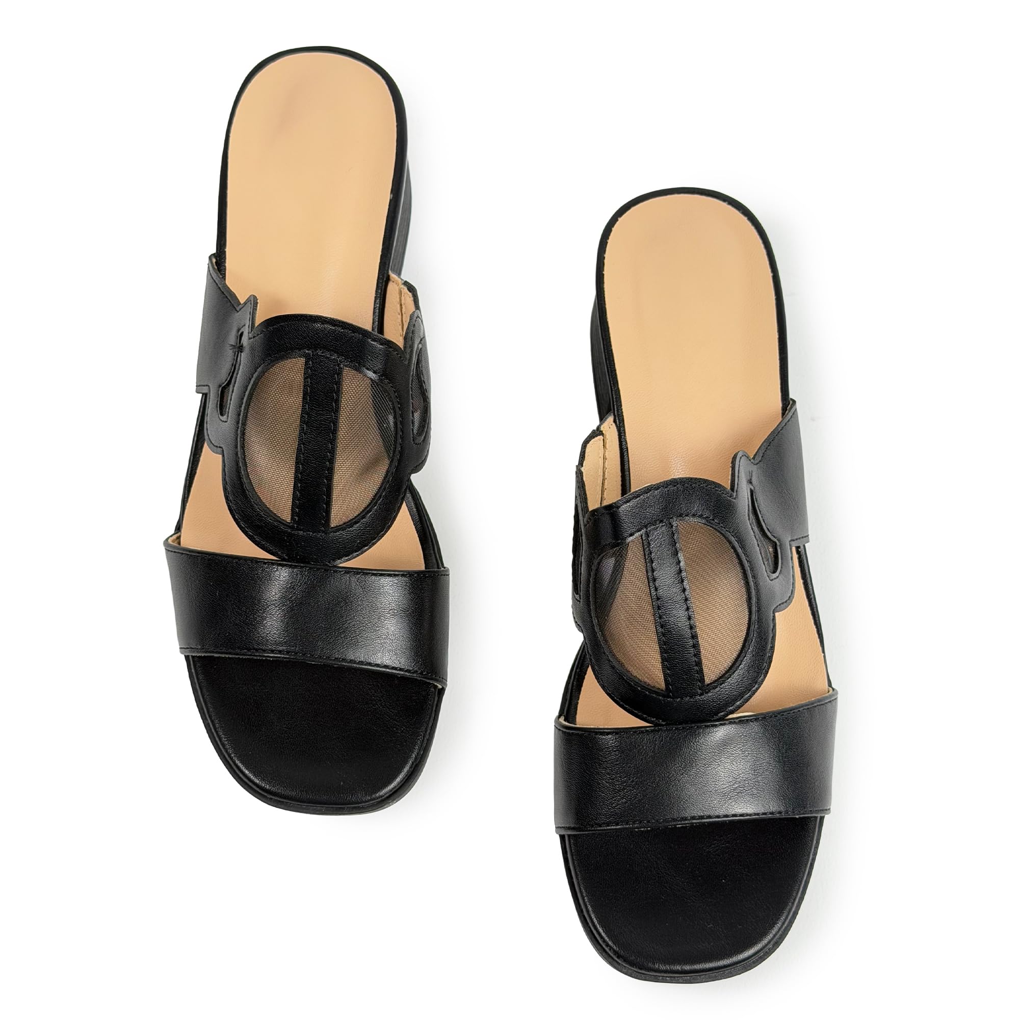 JOMIX Sandalias Mujer Verano con Tacón Bloque Cómodo Sandalias Elegantes Abiertas Mules Fáciles de Poner para Diario Oficina y Vacaciones