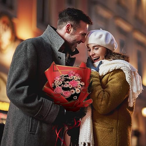 Miniatura 6 de JOYIT 20 hojas de papel de regalo de flores, papel de regalo de ramo de flores para embalaje de manualidades, papel de flores impermeable para