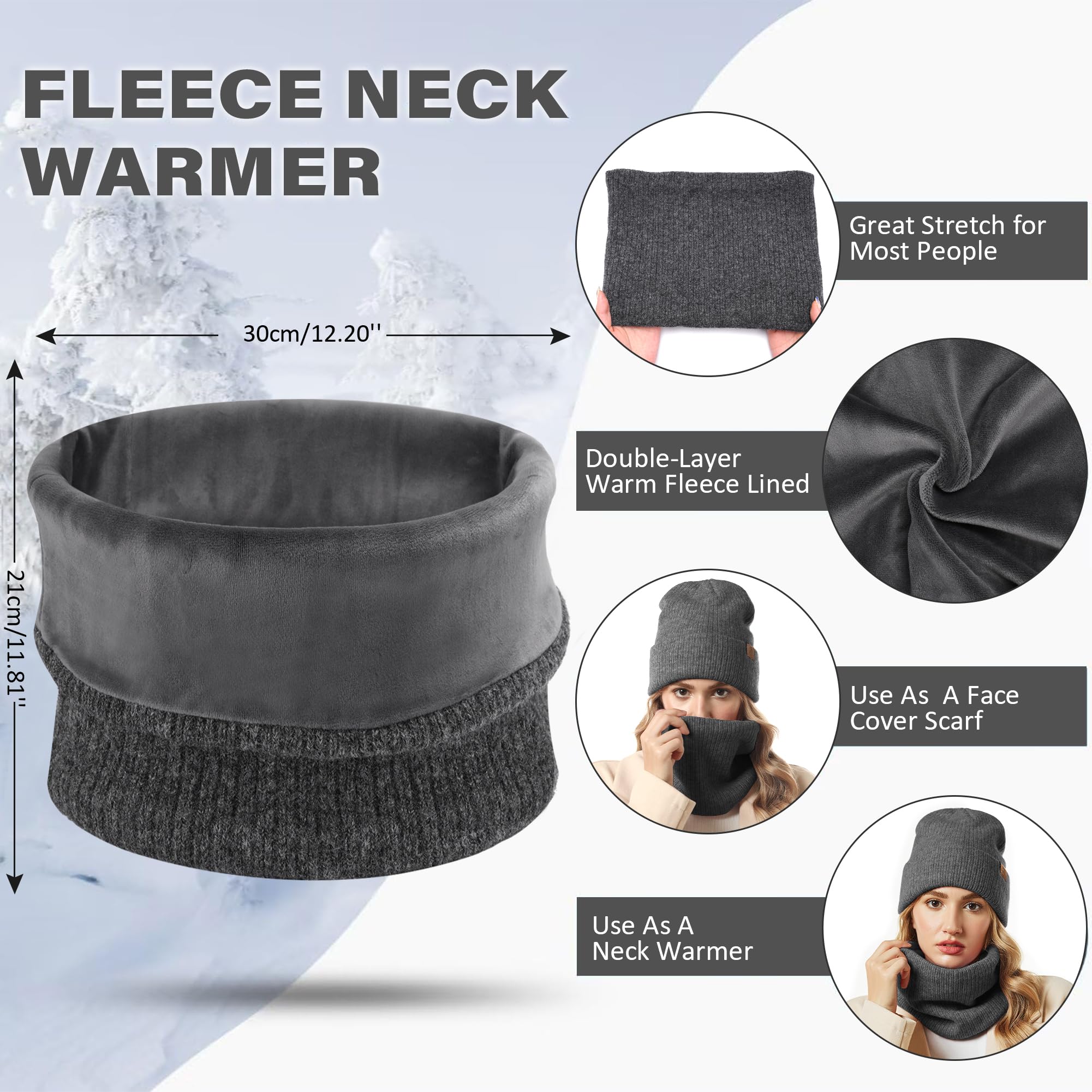 Mujer Hombre Invierno Termicos Gorro Beanie Bufanda Conjunto Tejido Slouchy Gorros Infinity Bufandas para Mujeres Hombres