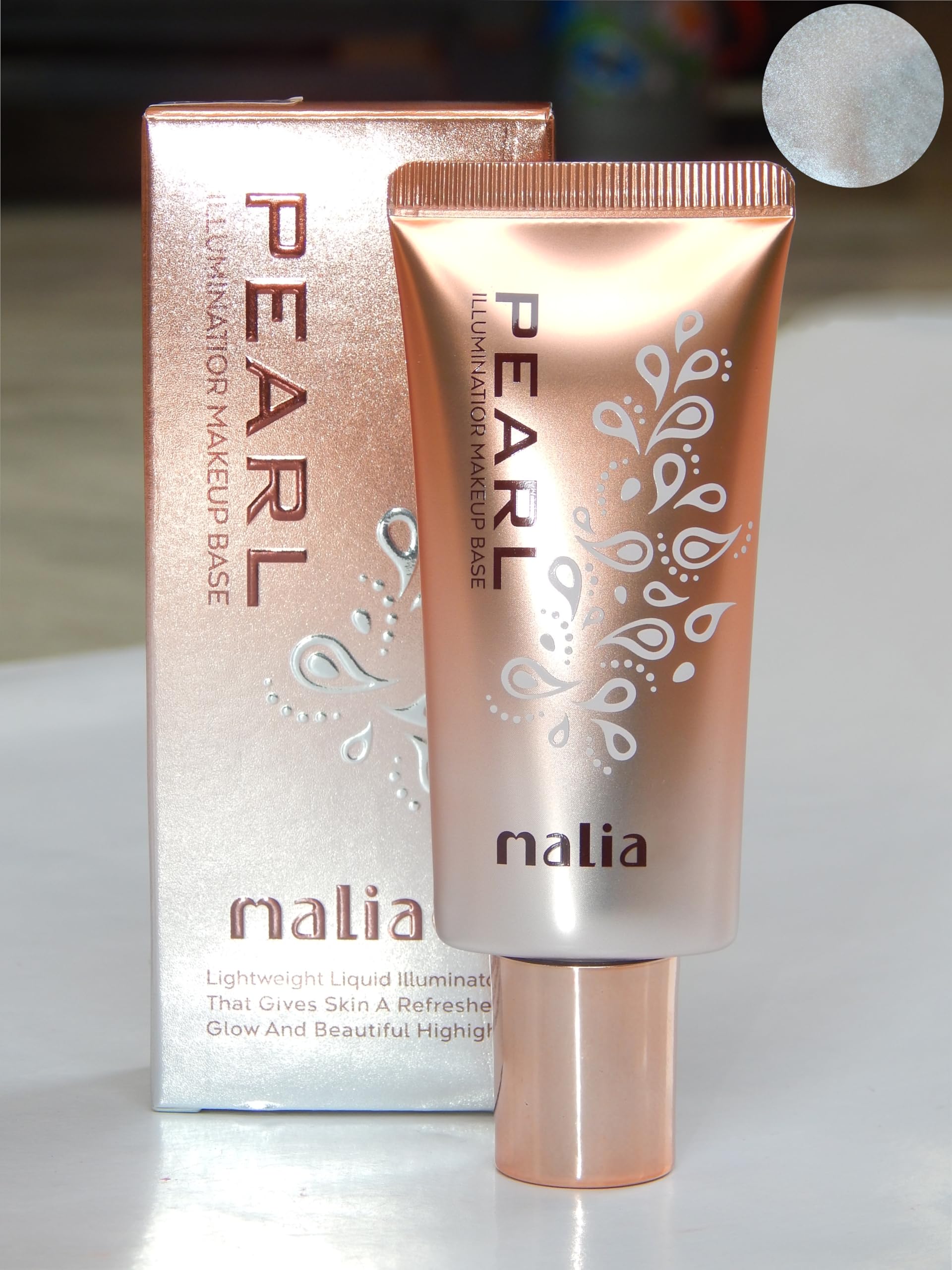 VARS ; LONDON Malio Pearl Illuminator Liquid Highlighter, Radiance Finish, Waterproof, Blendable Face Makeup, Strobe Cream, Silver pink SH02-picture-30