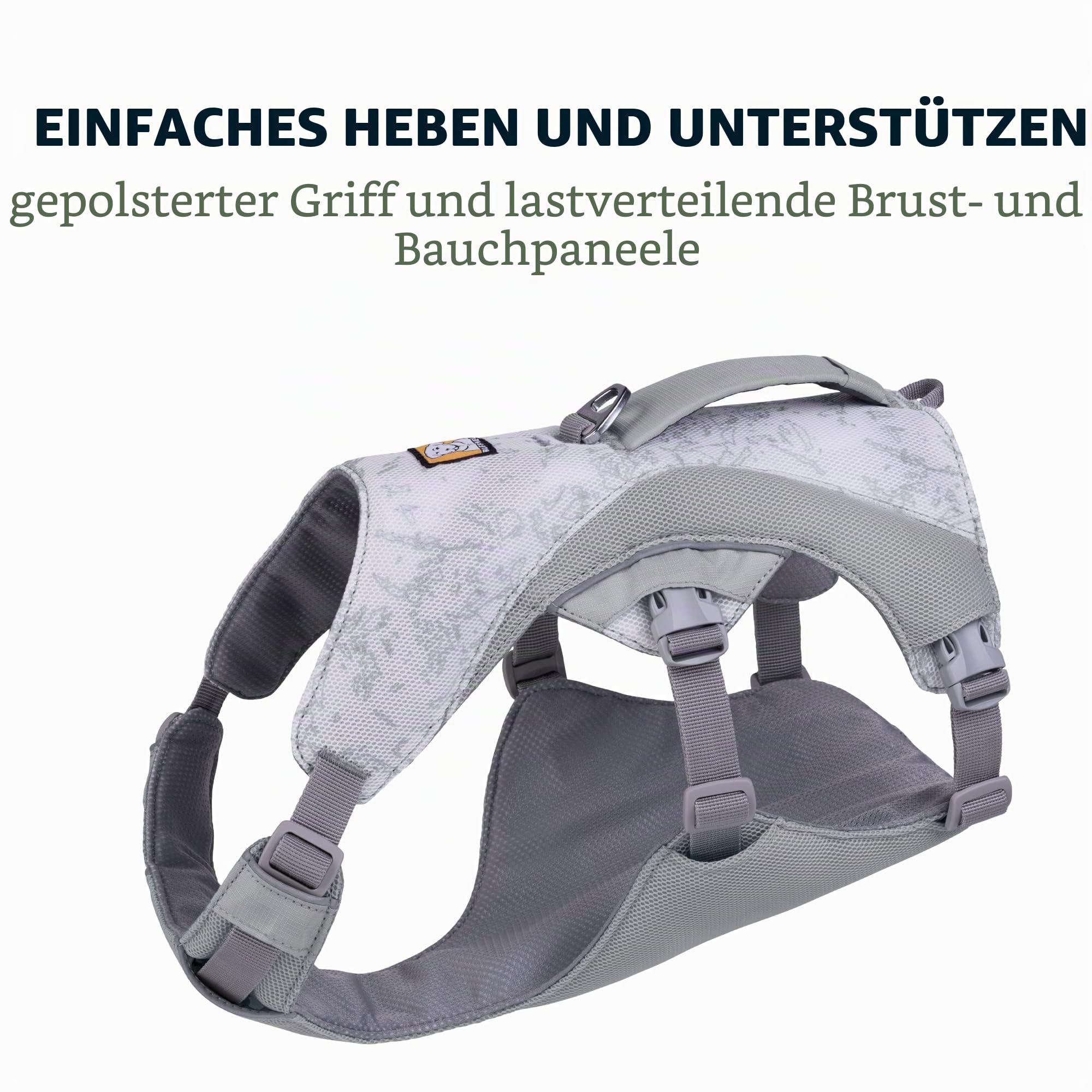 RUFFWEAR Swamp Cooler Hundegeschirr und Griff, leichte Laufausrüstung hält Haustiere bei heißem Wetter kühl, Verstellbar, stark und kühlend, 2 Leinen-Portale, Graphite Gray (Small, 56-69cm)