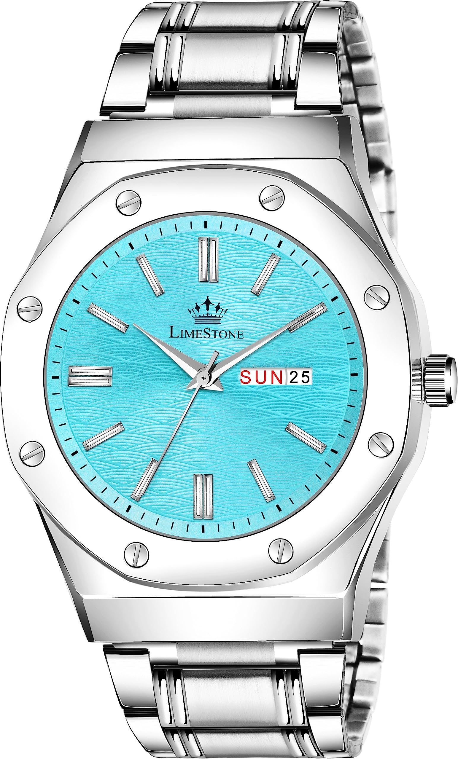 LIMESTONE Day and Date Display Screw Ring AP Design Quartz Analog Watch - for Men (B0CCHZ17CN) Amazon Price History, Amazon Price Tracker