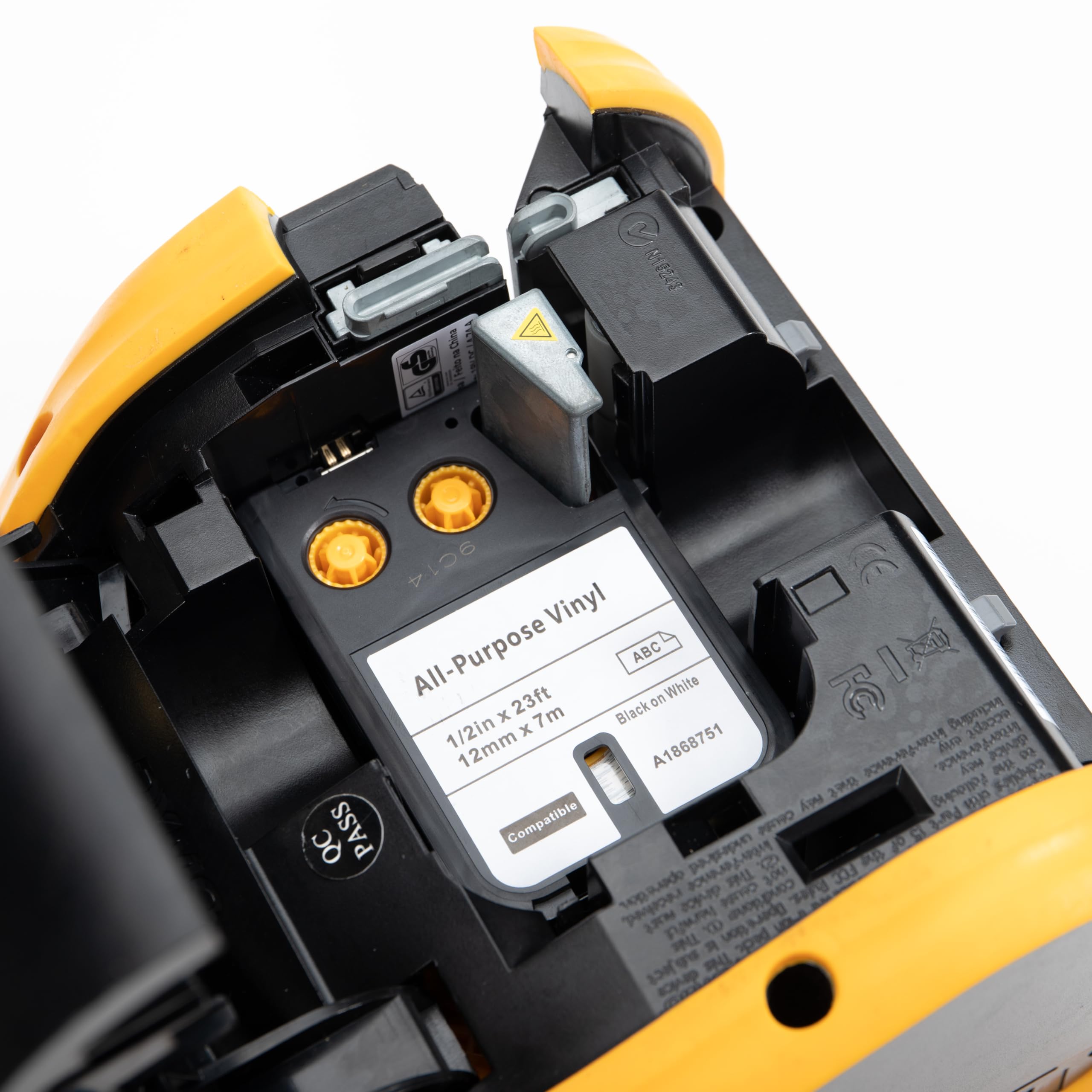 Nastro per Etichette Aken Compatibile con Dymo XTL 1868751 12mm | Etichetta in Vinile, 12mm x 7m, Nero su Bianco, Compatibile con Dymo XTL 300 500 XTL All-Purpose Vinyl