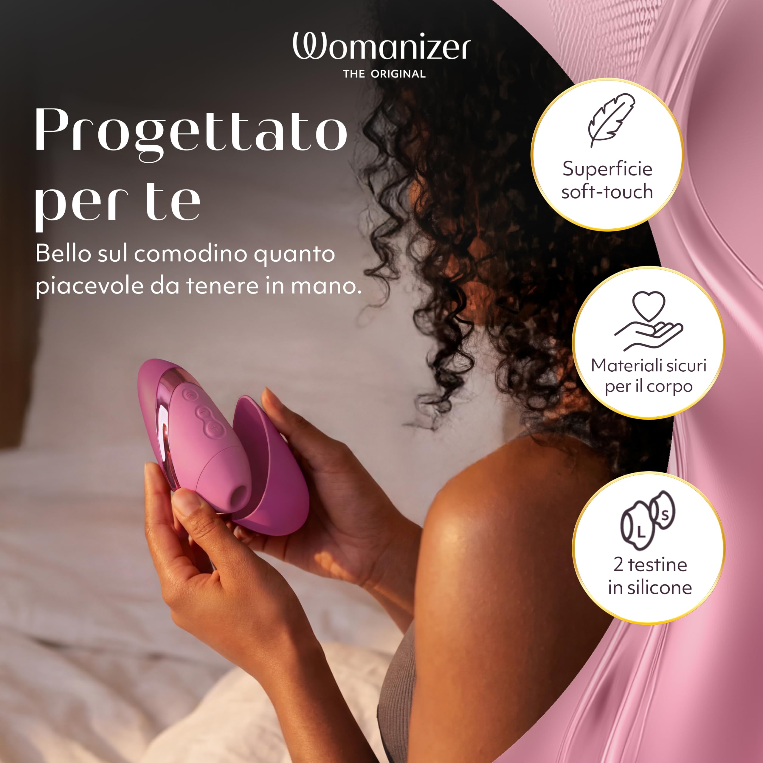 Womanizer Next Liberty stimolatore clitorideo con tecnologia 3D Pleasure Air per il suo piacere | Vibratore a aspirazione silenziosissimo ricaricabile impermeabile con custodia da viaggio | Rosa