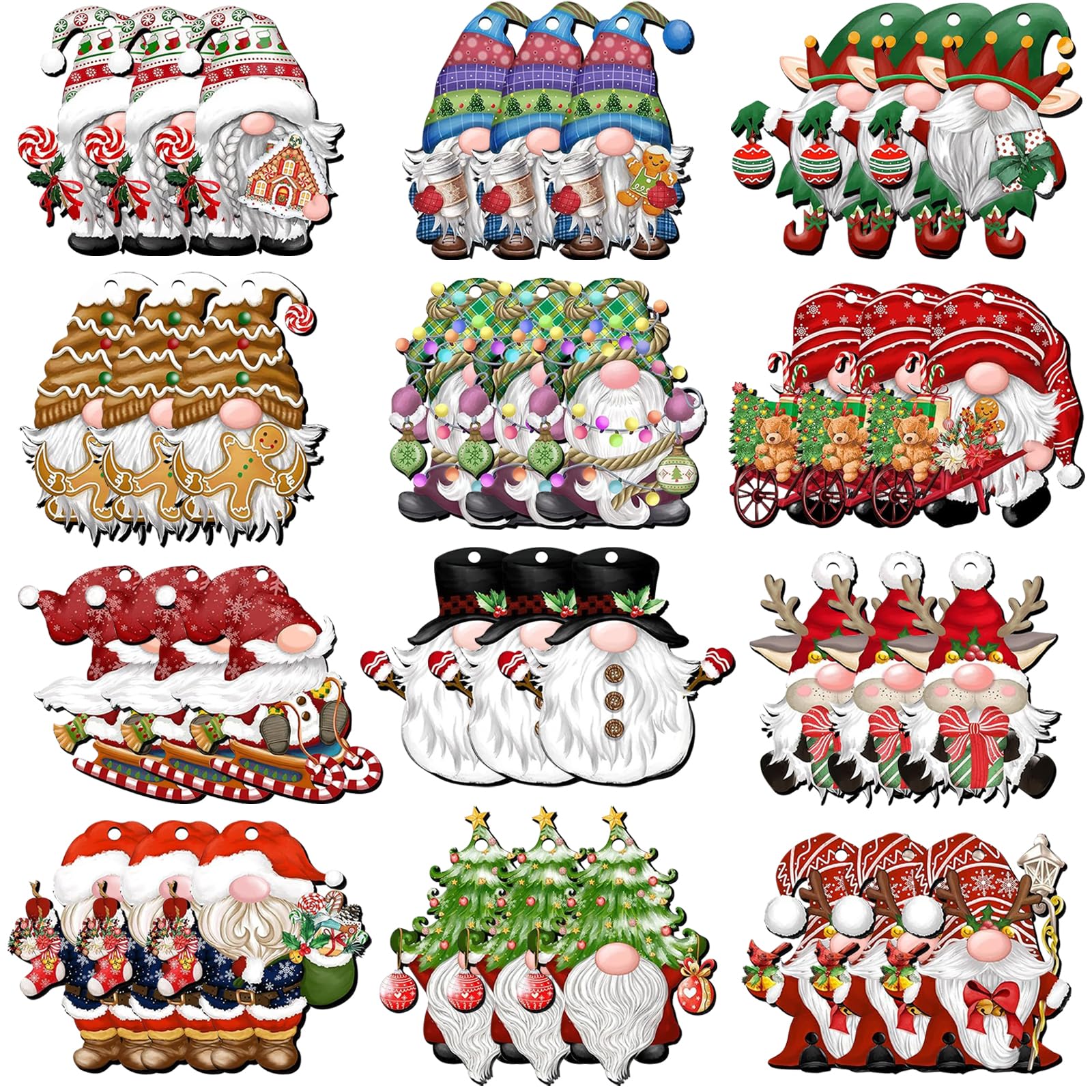 EDLMKM 36Pcs Christmas Ornament Decorations, Christmas Hanging Ornaments Tree Decorations, Xmas Tree Decor, Gnomes Pendant, for DIY Crafts Christmas Holiday Trees Decorate (2)