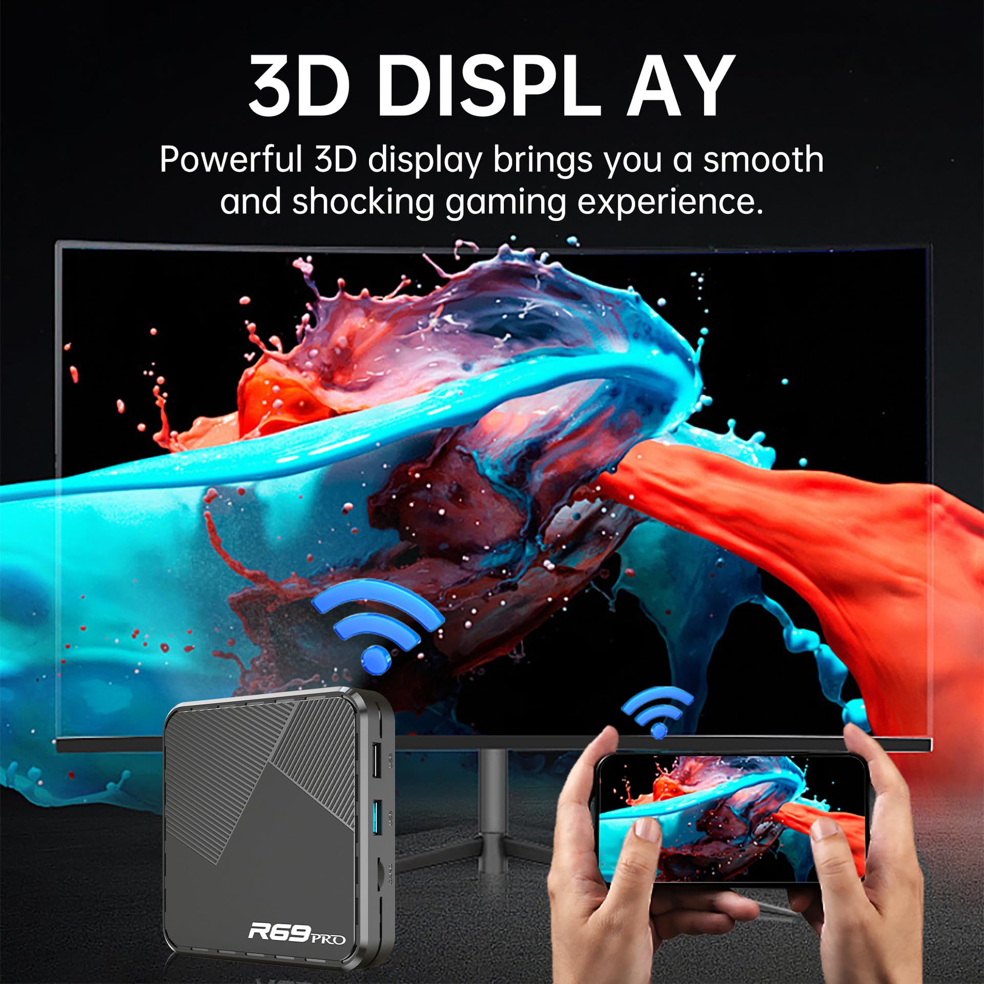 CHROX Android 14.0 TV Box, H728 Quad-Core 64Bit Cortex-A53 Supporto 8K 3D 2.4/5.0Ghz WiFi BT5.0 100/1000M Ethernet DLNA USB 3.0 H.265 con Mini Tastiera Wireless,4gb+64gb