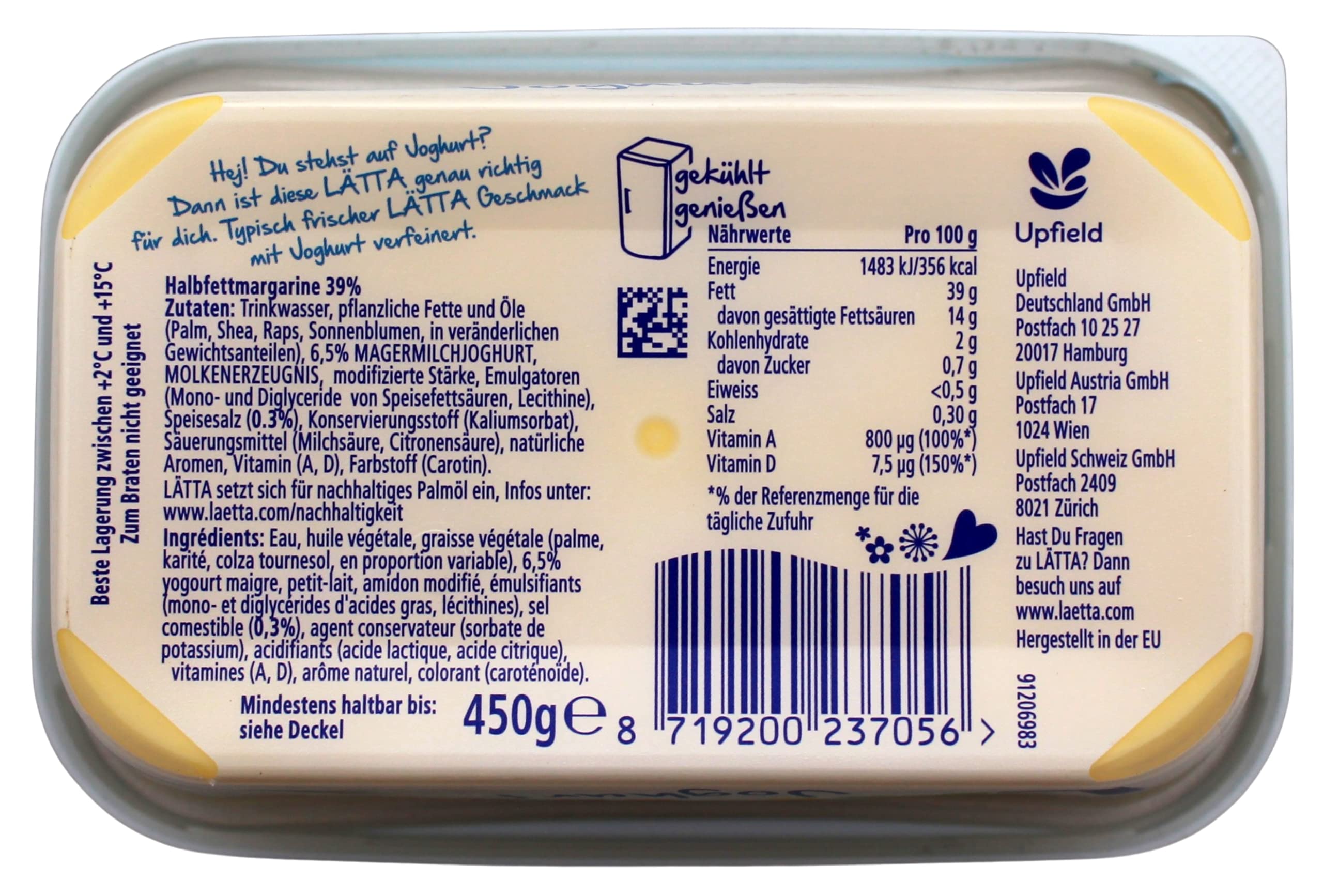 Lätta Joghurt Margarine, 16er Pack (16 x 450g)