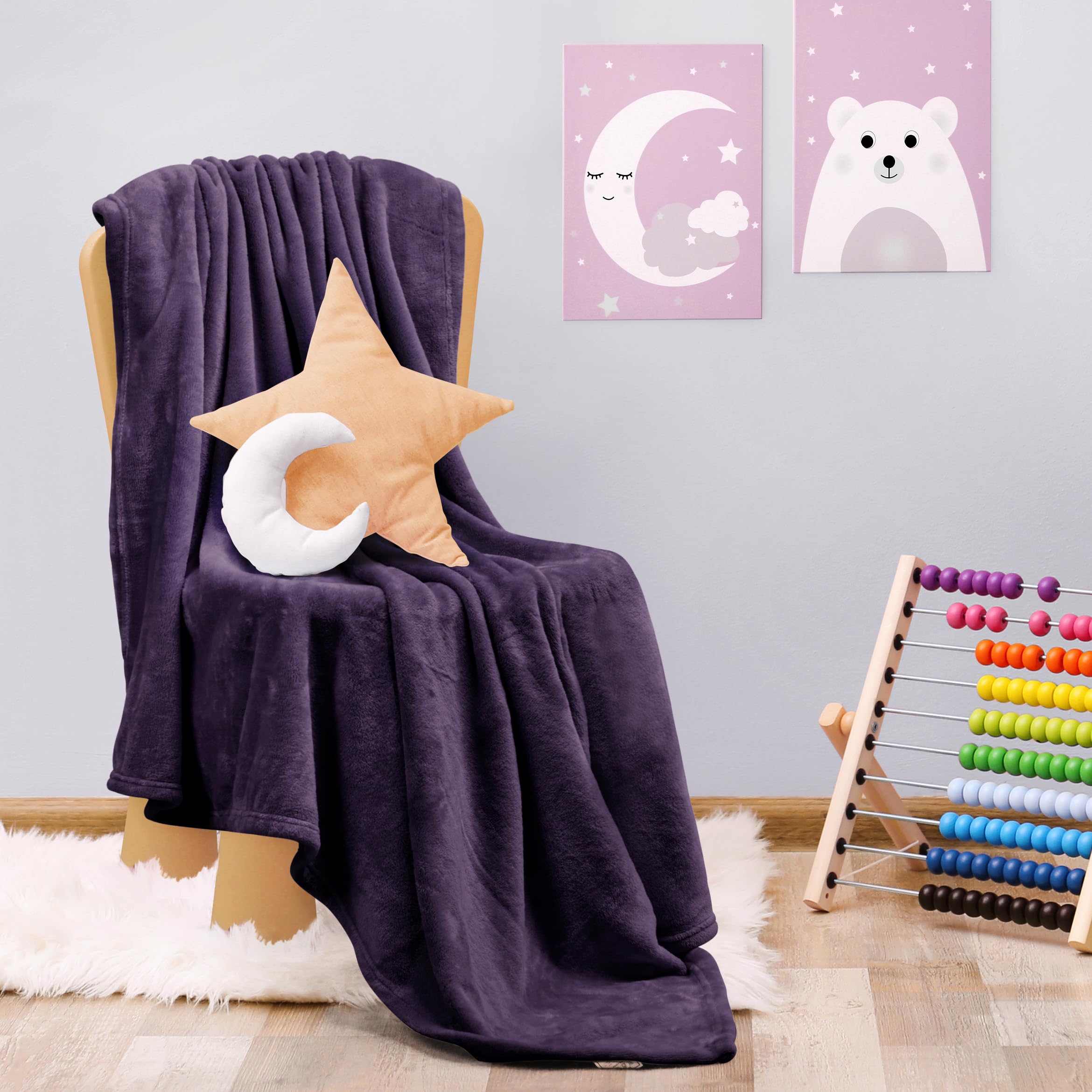 Utopia Bedding Purple Fleece Blanket Kids Size Lightweight Fuzzy Soft Anti-Static Microfiber Bed Blanket (43x55 Inch)OEKO-TEX STANDARD 100