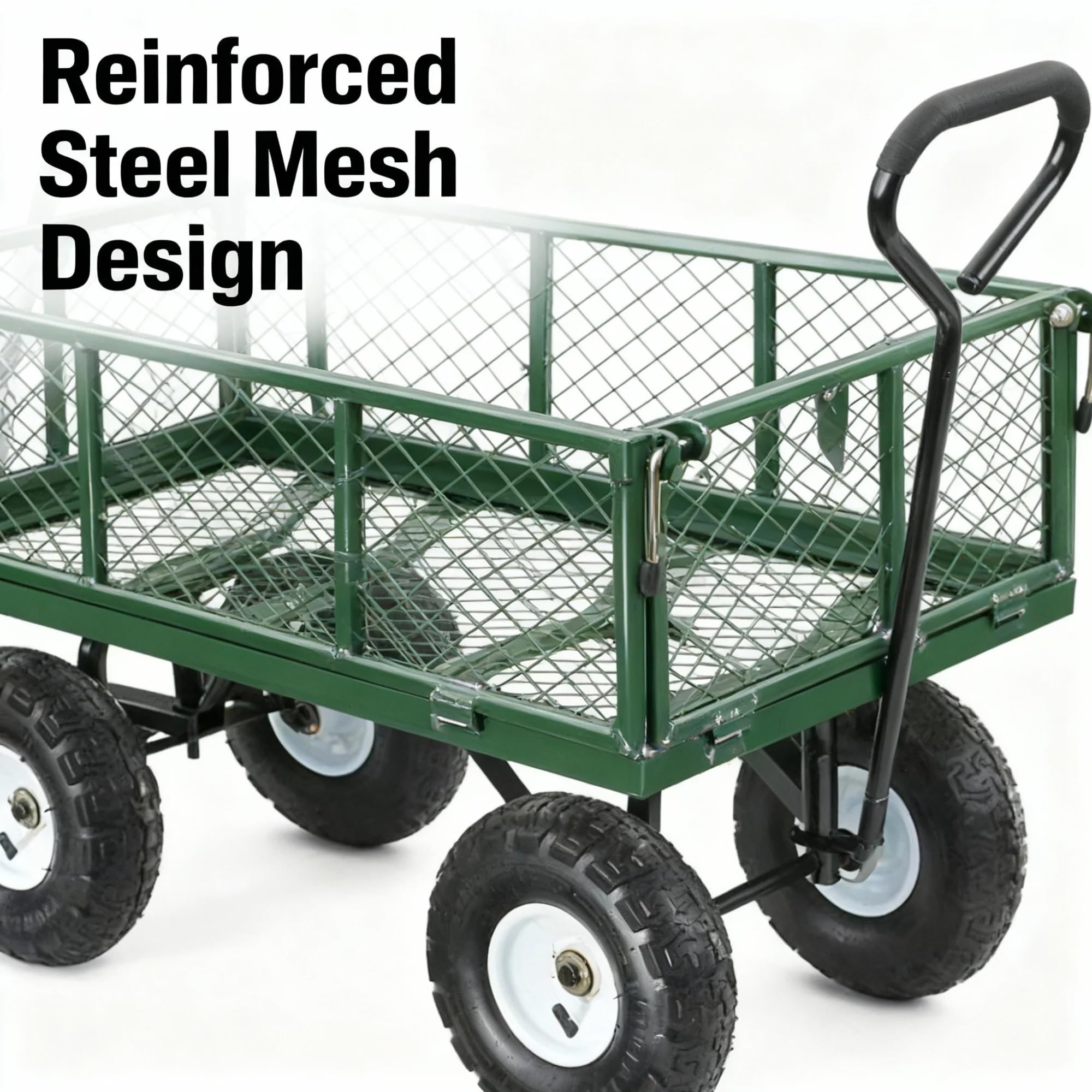 Vagón Plegable Todoterreno con Ruedas Grandes, Capacidad de 250 kg, Ideal para Playa, jardín, Pesca y Venta Ambulante.