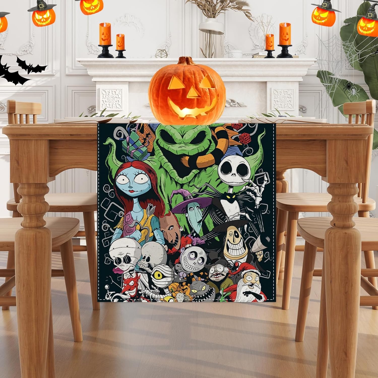 Décoration de table Halloween noir orange chemin de table linge de Décoration de table Halloween noir orange chemin de table linge de