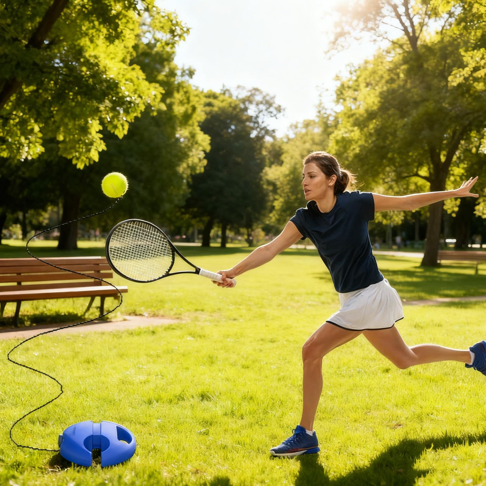 NUOBESTY Tennis Buddy Pallina da rimbalzo per giocatore singolo con corda Attrezzatura da rimbalzo portatile per adulti principianti 4 palline da allenamento con base stabile