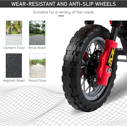 Miniatura 5 de Motocross eléctrica para niños 6 V, color rojo, de Aosom