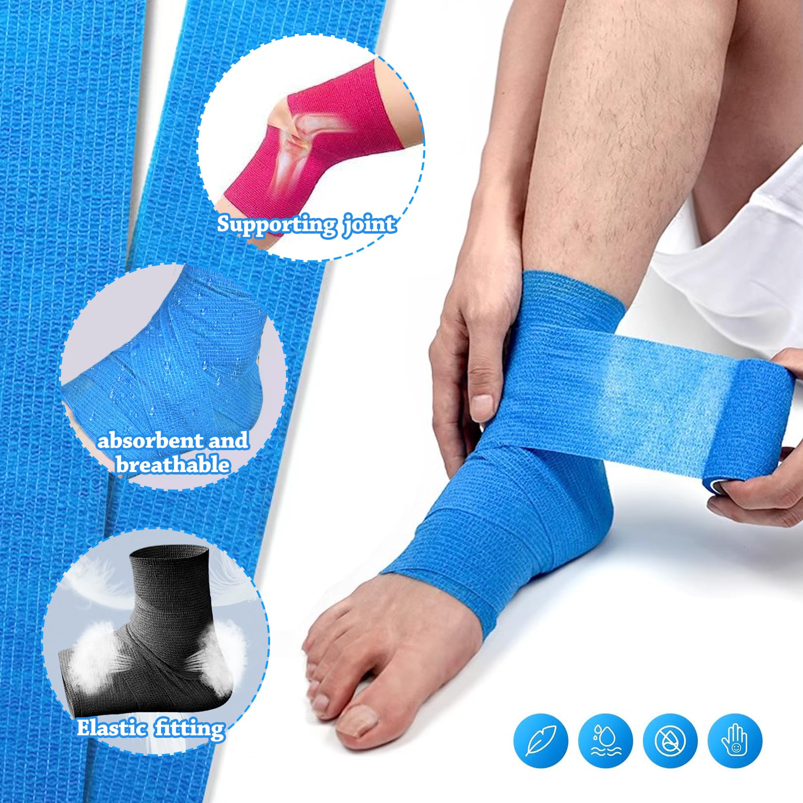 Benda Elastica Autoadesiva 10cm X 4,5m - 12 Rotoli Per Primo Soccorso E Animali - Foto 4