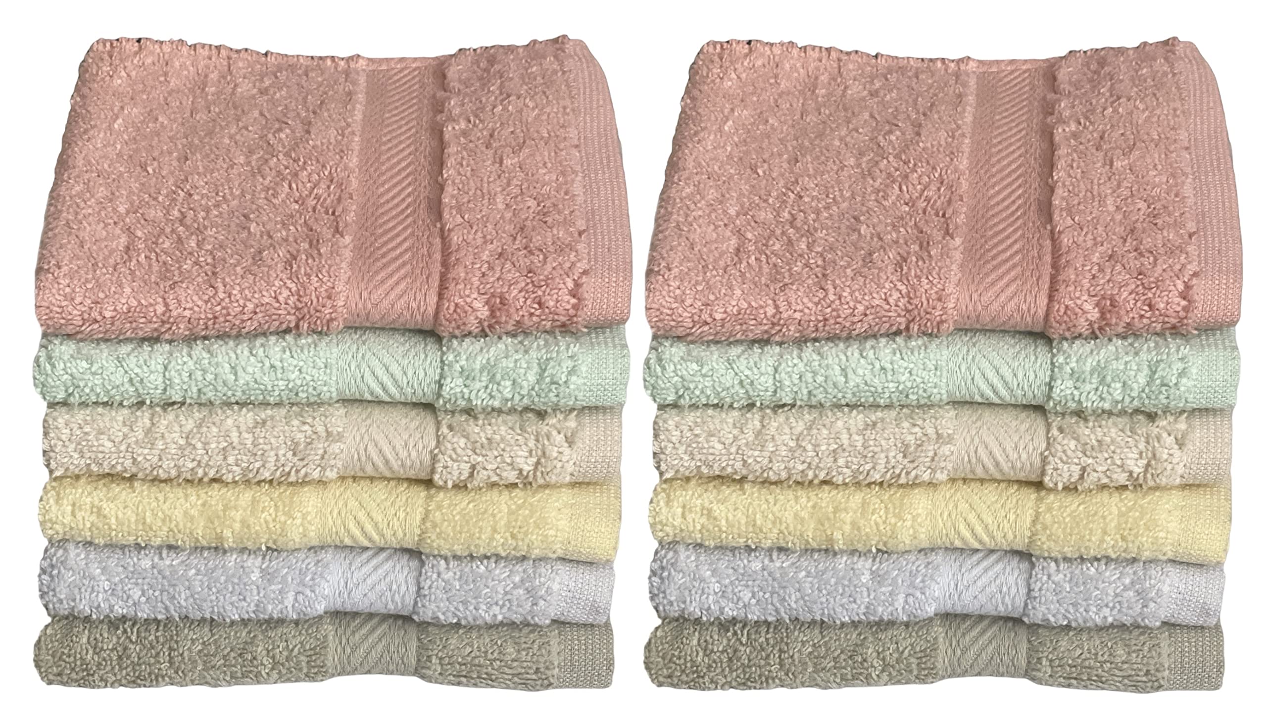 Exfoliating Washcloths for Face and Body, Set of 12 100% Ring Spun Cotton Thick Loop Pile, Lint Free Wash cloths Design to exfoliate your hands, Soft and Absorbent Machine Washable, 13 x 13 Inch.