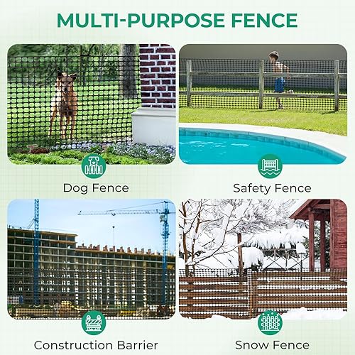 Miniatura 7 de Ohuhu Valla de nieve de plástico para jardín, 4 x 100 pies10.7 libras, rollo de valla de seguridad de plástico reutilizable, valla temporal de