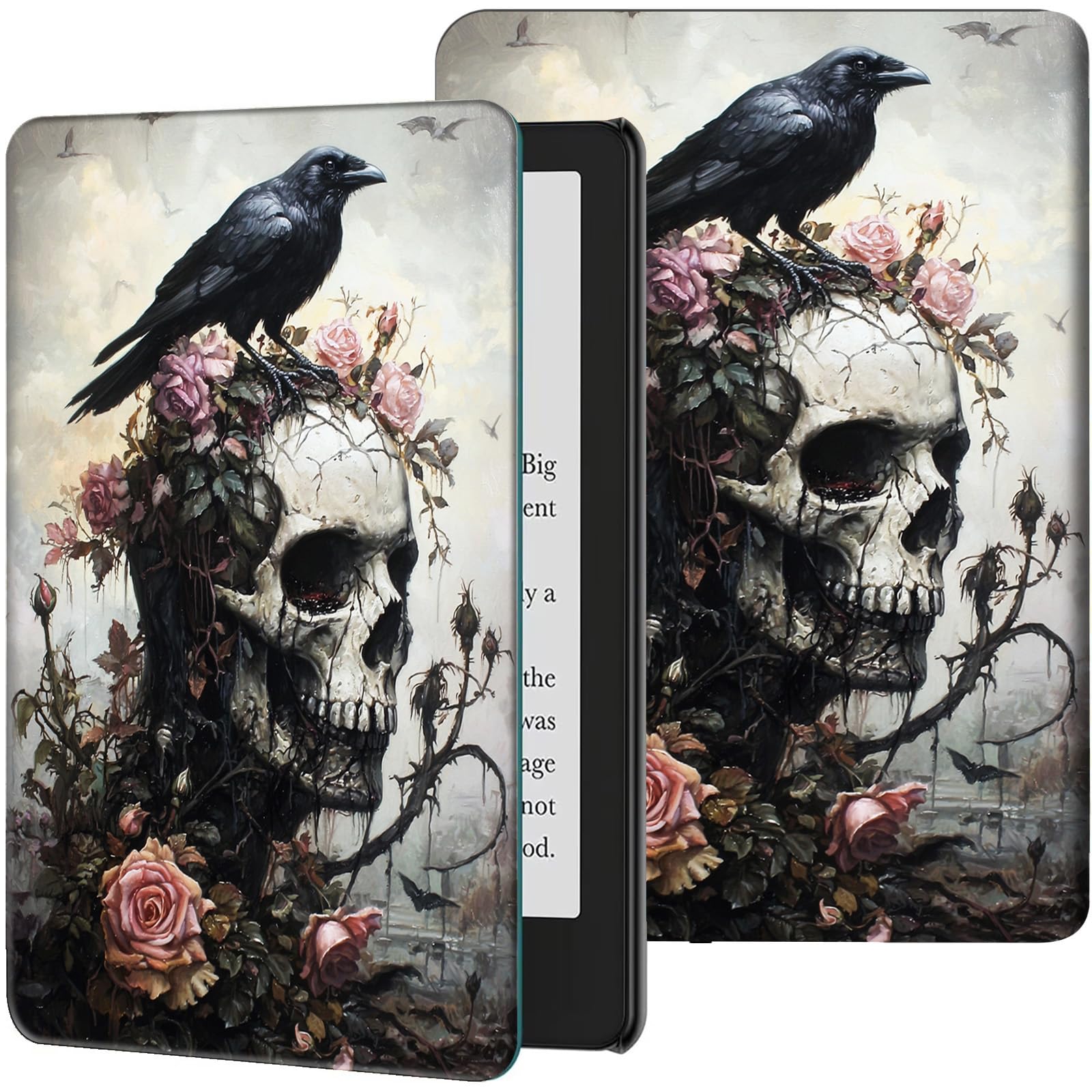 - Case for 6.8" Kindle Paperwhite (11th Generation-2021) and Kindle Paperwhite Signature Edition Slim Smart Cover with Auto Wake/Sleep for Kindle Paperwhite 2021 E-Reader,Crow Skull