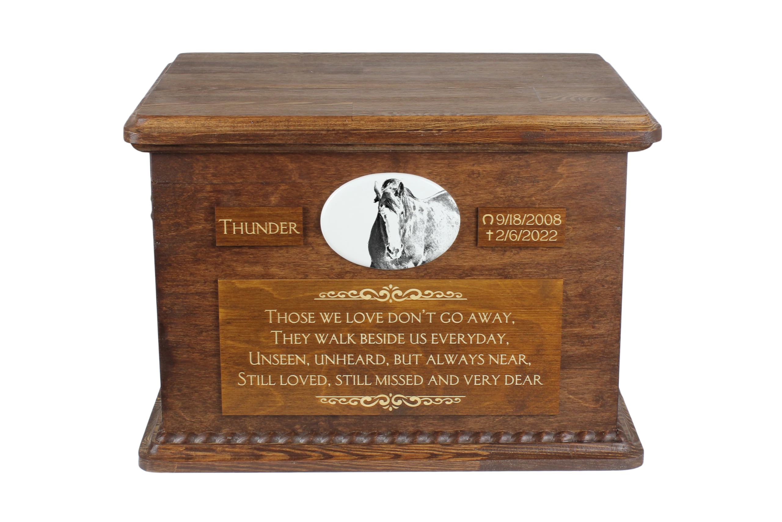Urne pour cendres de cheval Clydesdale en bois fait main mémorial Art-Dog