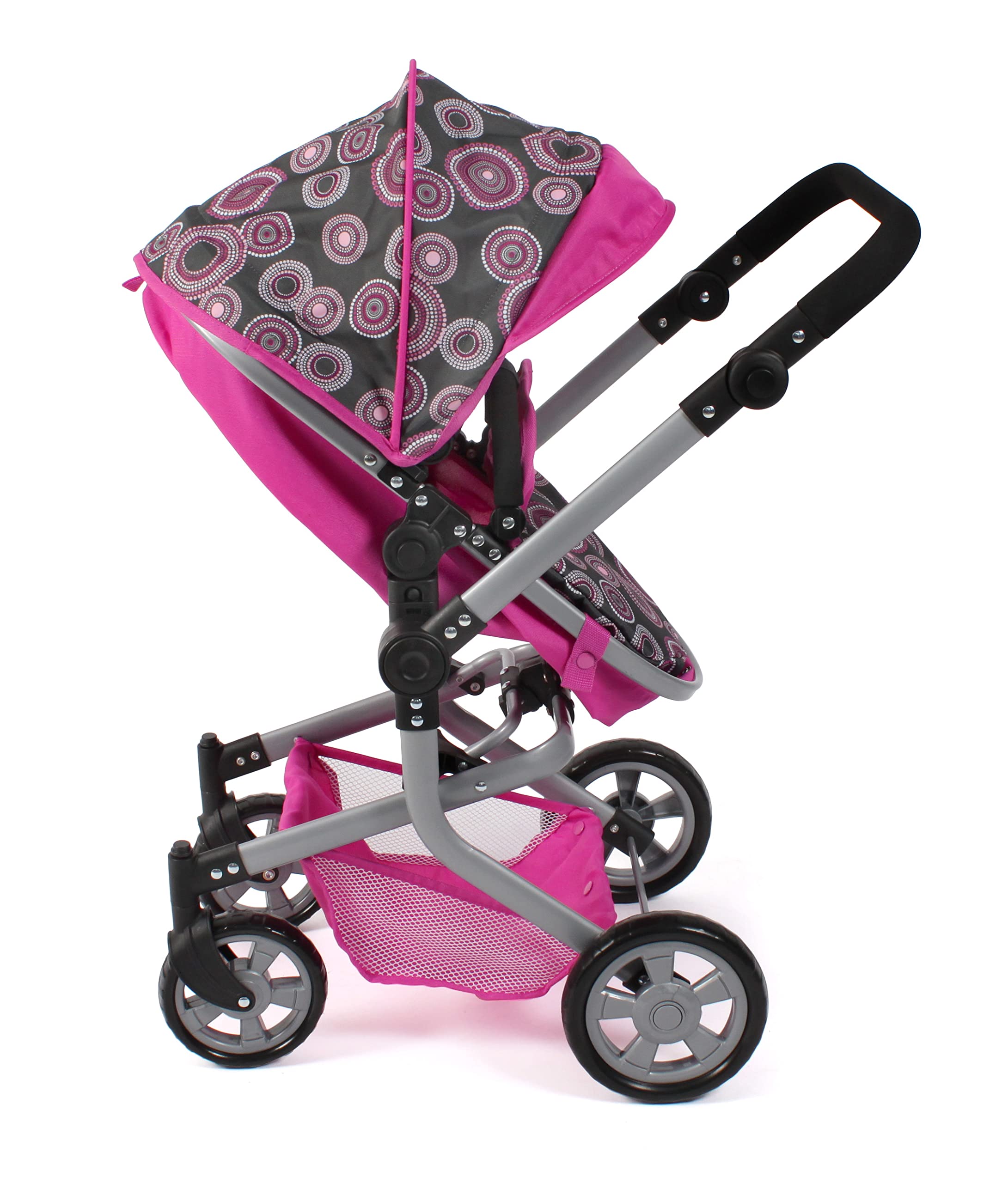 Bayer Chic 2000® Passeggino per bambole Mika 2 in 1, pieghevole, manico regolabile in altezza 47-80 cm, telaio moderno, bambole fino a 52 cm, 4-8 anni
