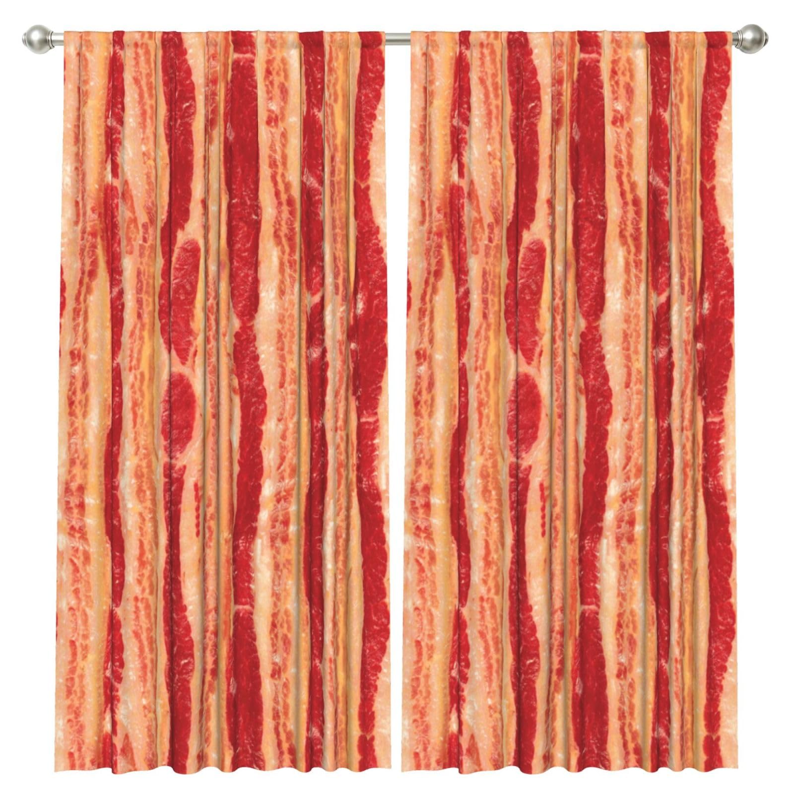 InOmak Bacon Slabs, 2 Panels Window Curtains 52 x 84 Inch Blackout Curtains for Living Room Bedroom