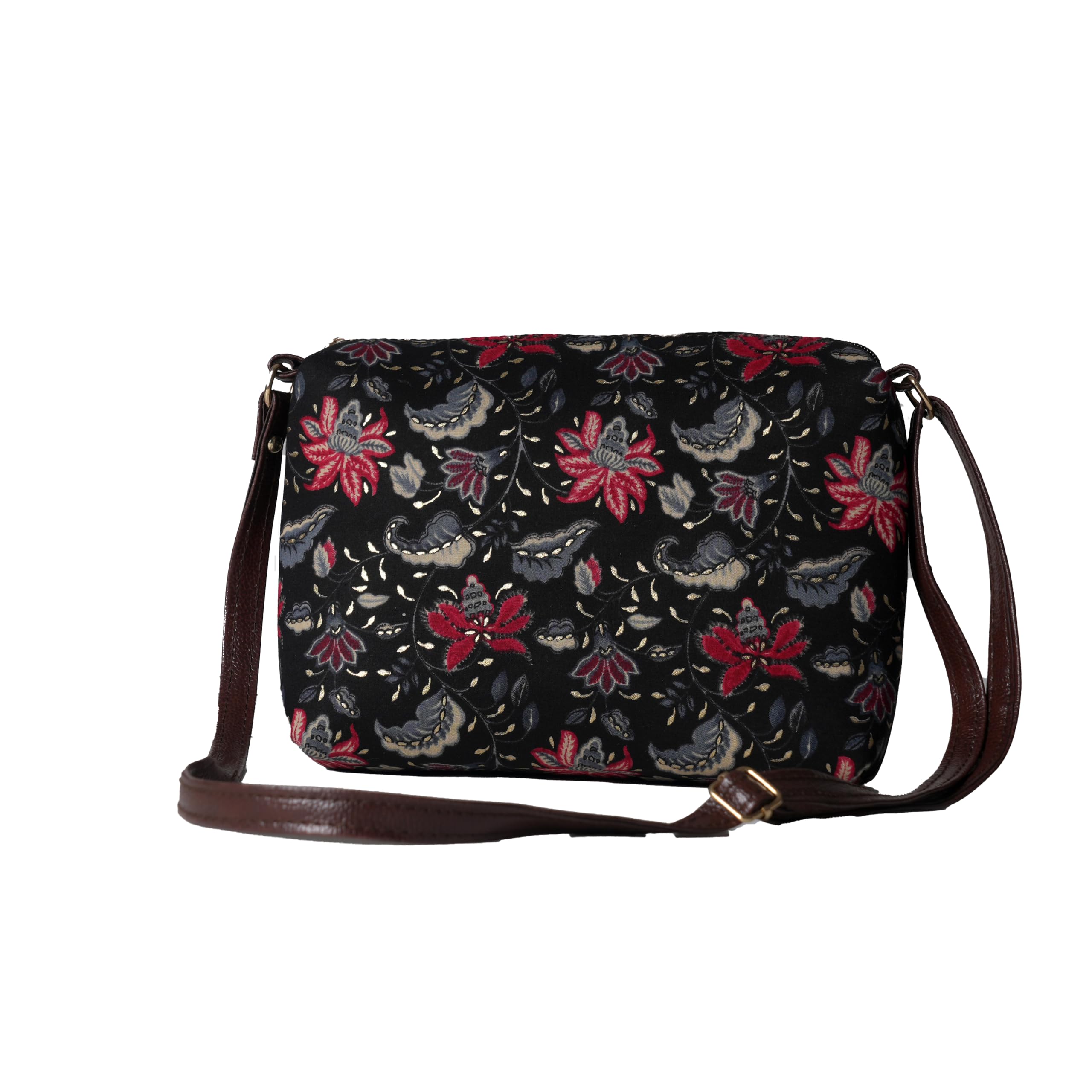 Multicolor Floral Stylish Sling Bag Crossbody for Women—Features an Adjustable Strap, Multiple Compartments, and a Handcrafted Design. Ideal for College, Office, and Casual Outings. (Pink)-image-41