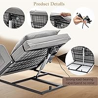 Vista 5 de Respaldo de cama eléctrico ajustable con rieles de seguridad, capacidad de 300 libras, rango de elevación de 4 a 68°, funda lavable a máquina, ideal