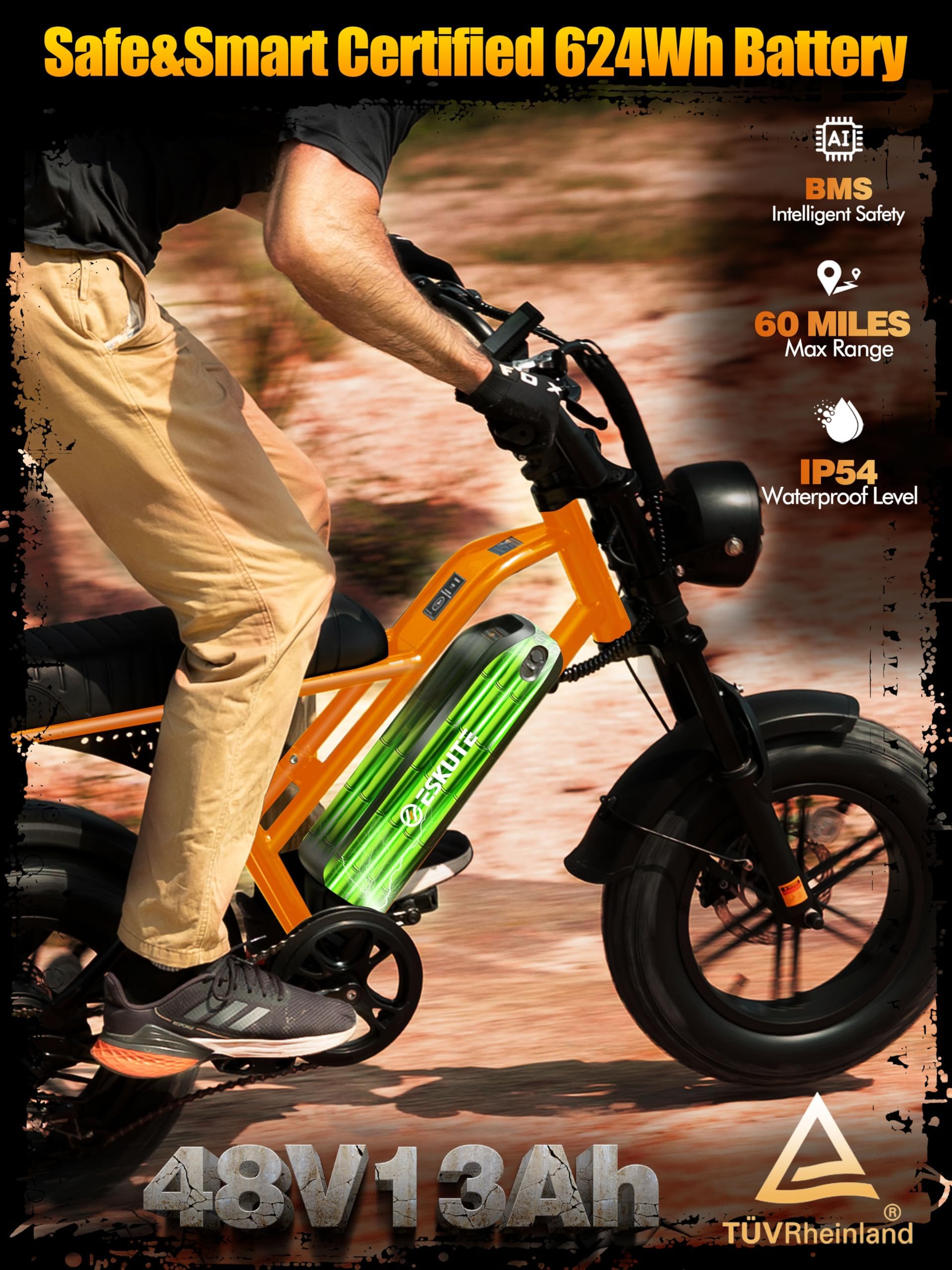 V100/V200 1500W Peak Electric Bike for Adults, 28MPH 48V13&20.8 Ah Removable Battery, 16/20"x4.0" Fat Tire, 7-Speed E-Bike with Dual Suspension – Commuter Ebike for Men & Women