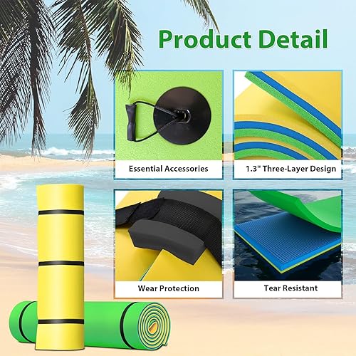 Miniatura 2 de DetalleGo Tapete flotante de agua de 12 x 6 pies, espuma flotante de agua gigante para flotadores de lago, almohadilla flotante de lirio para