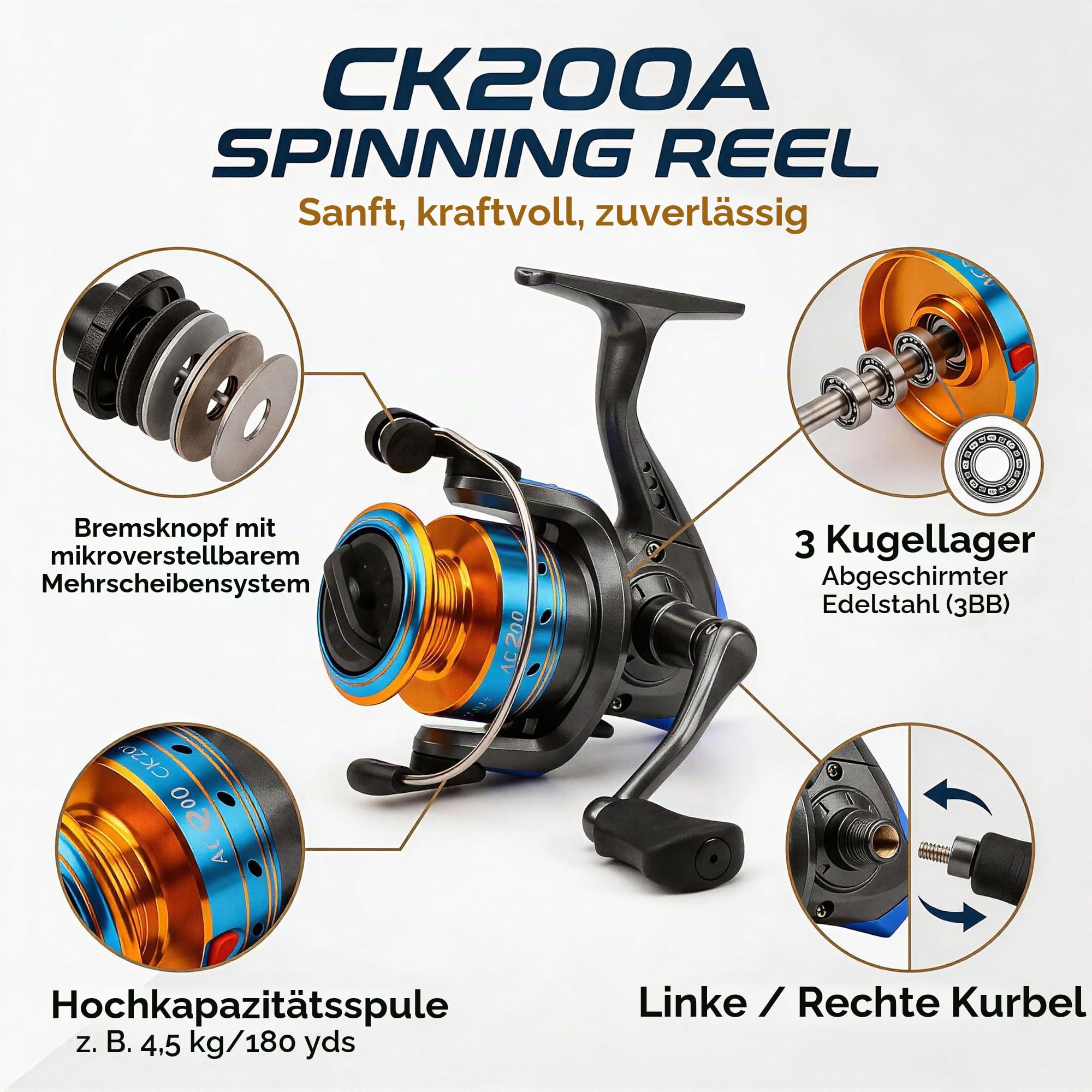 Teleskop Angelrute Set mit Rolle, Spinnrute aus Fiberglas, Angelset komplett mit Angelschnur, Köder und Tragetasche, tragbares Reise Angelset für Süß- & Salzwasser (1.8M)