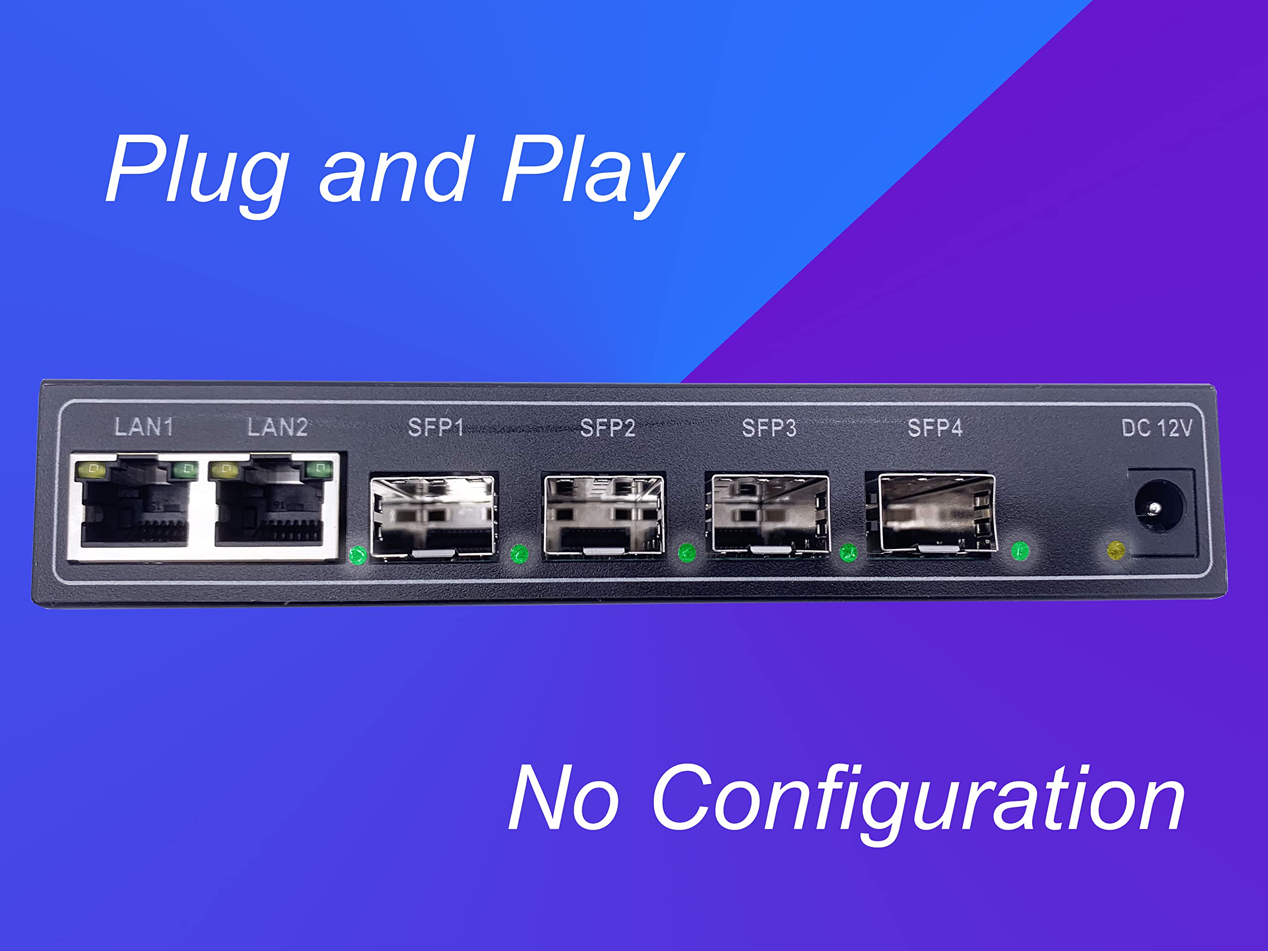 Elfcam® - Gigabit Ethernet Switch avec 4 SFP Ports et 2 Ports Ethernet 10/100/1000Mbps, Plug & Play Non Géré, Métal Robuste (4 Ports SFP