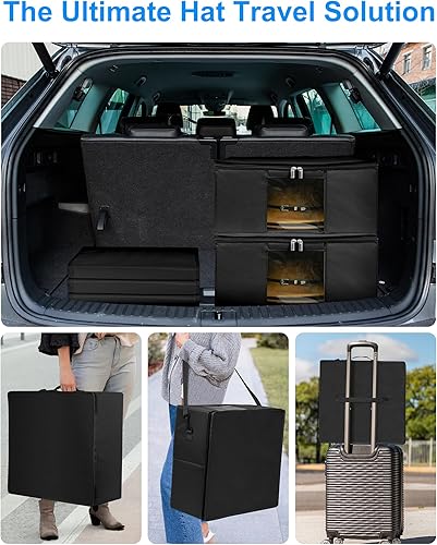 Miniatura 10 de Allgawise Caja de almacenamiento para sombreros, contenedor apilable mejorado para organizar sombreros, contenedor para armario, caja de viaje