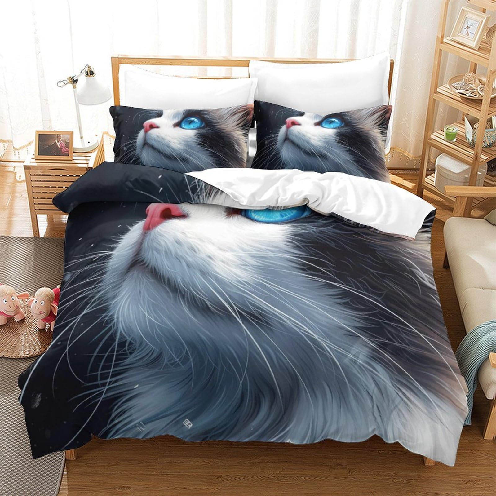 Ensemble de literie chat 3D au fini impeccable et microfibre ultra douce 260x220 cm