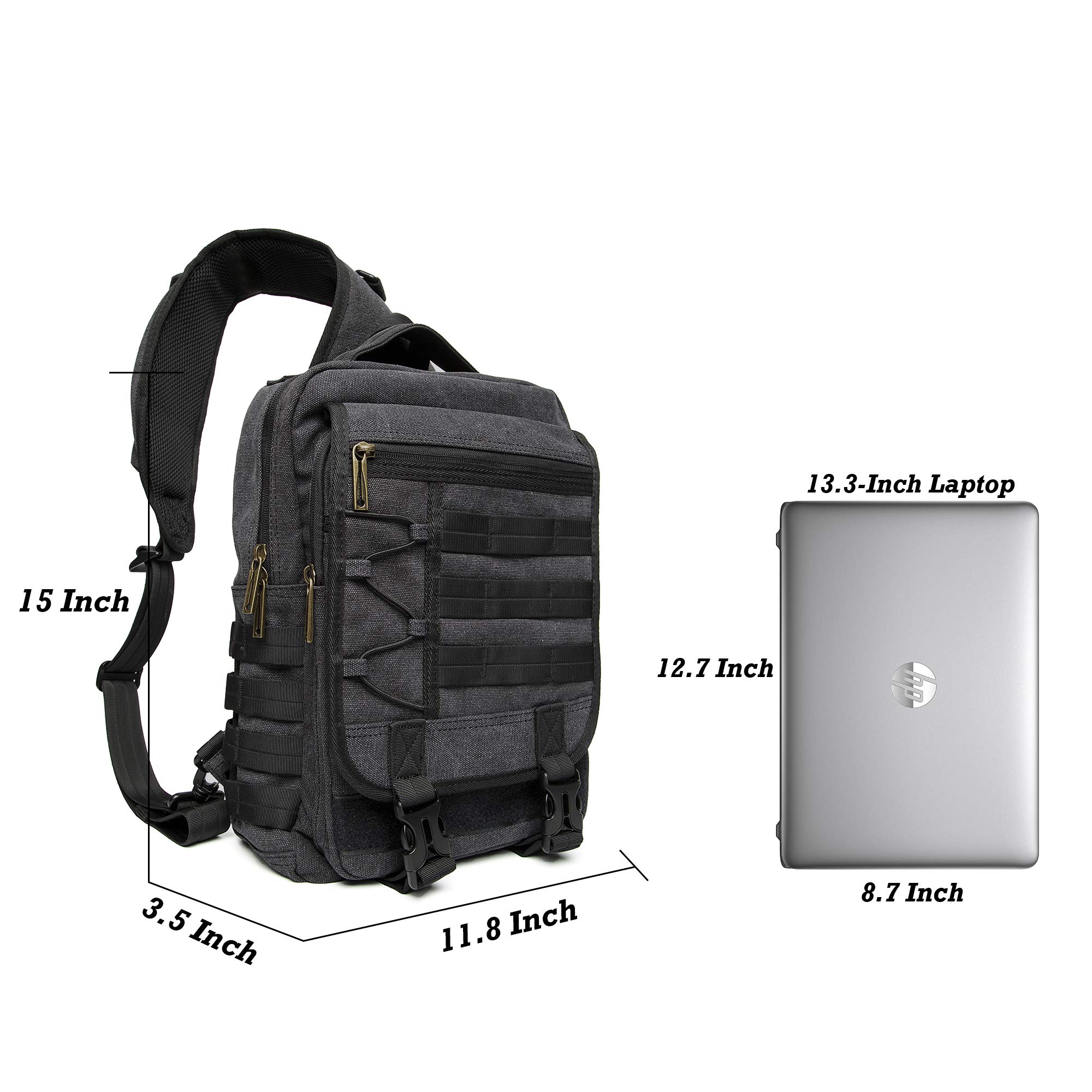 Bolsos de hombro en el pecho, mochila de 13.3 pulgadas, mochila cruzada para laptop de viaje al aire libre, hombres y mujeres 6