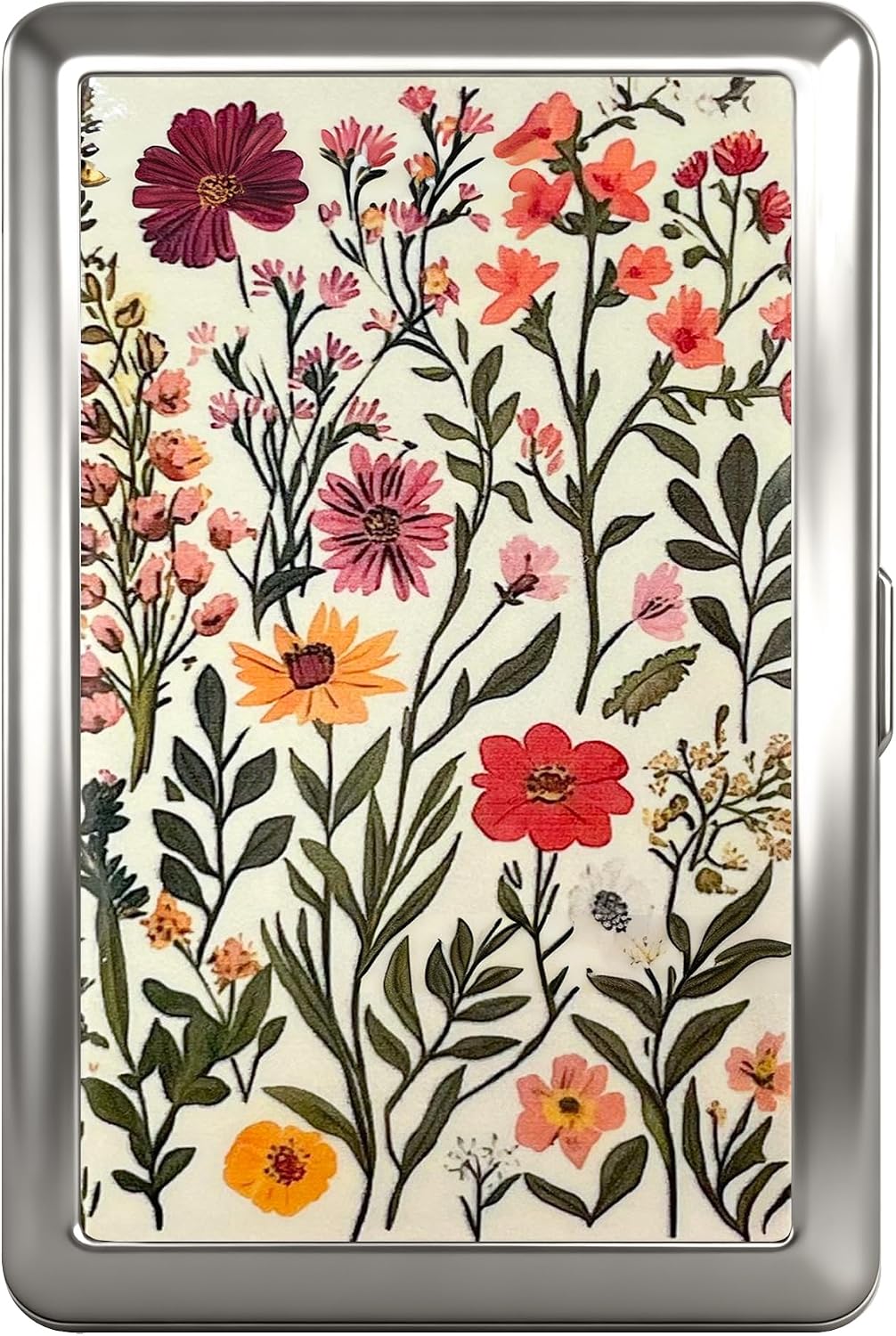 Odetion Vintage Card Holder, Art Deco Floral Versatile Card & Cash Case, Slim RFID Blocking Credit Cards Holder for Women, Portable Business Metal Cards Case Wallet, Cigarette Case